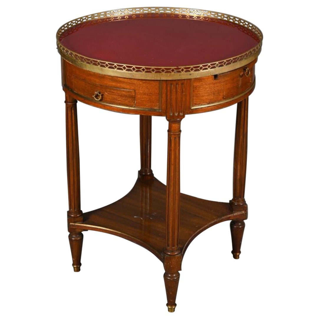 Table d'appoint ronde française du 19ème siècle en bois plaqué style Louise XVI