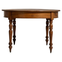 19th Century French Round Table on Casters, Medium Walnut Wood Finish