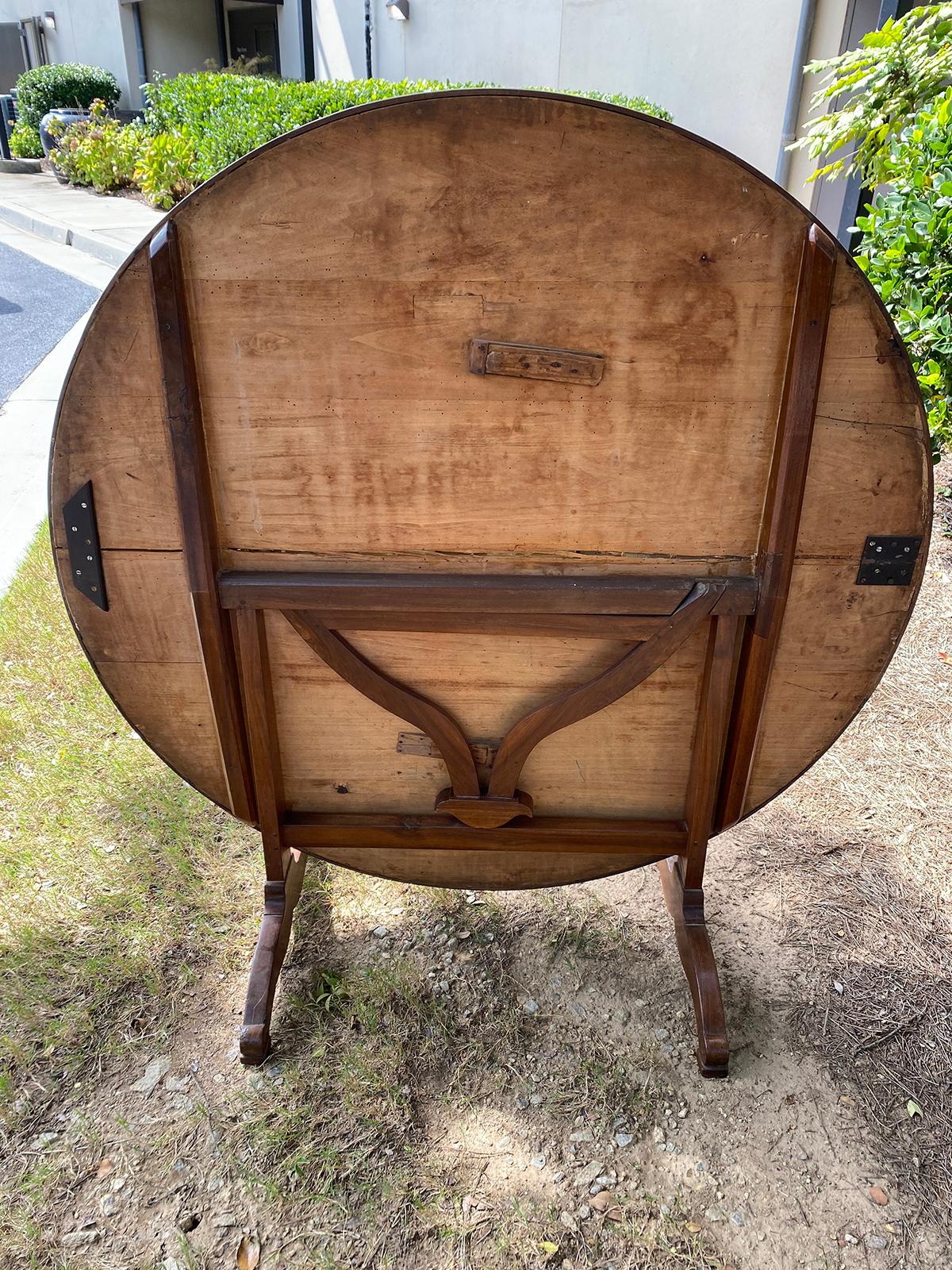 19th Century French Round Tilt-Top Wine Tasting Table with Custom Painted Top For Sale 14