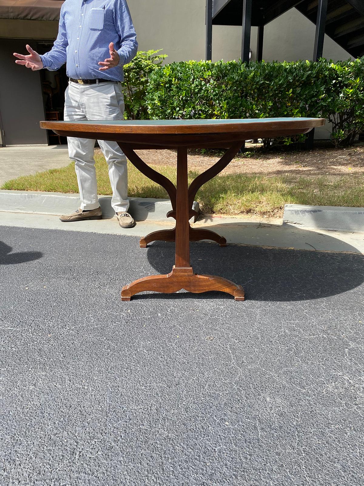 19th Century French Round Tilt-Top Wine Tasting Table with Custom Painted Top In Good Condition For Sale In Atlanta, GA