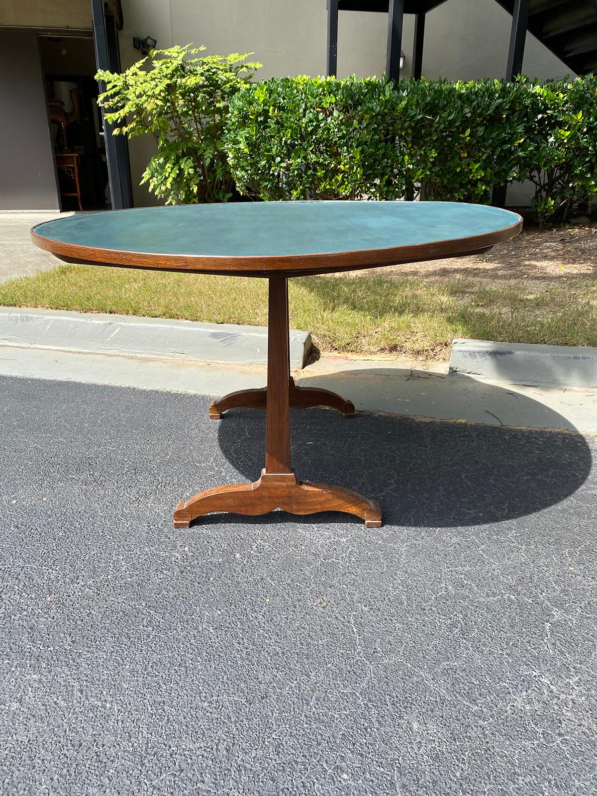 19th Century French Round Tilt-Top Wine Tasting Table with Custom Painted Top For Sale 1