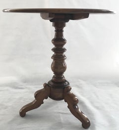 19th Century French Round Walnut Side Tilt Top Table