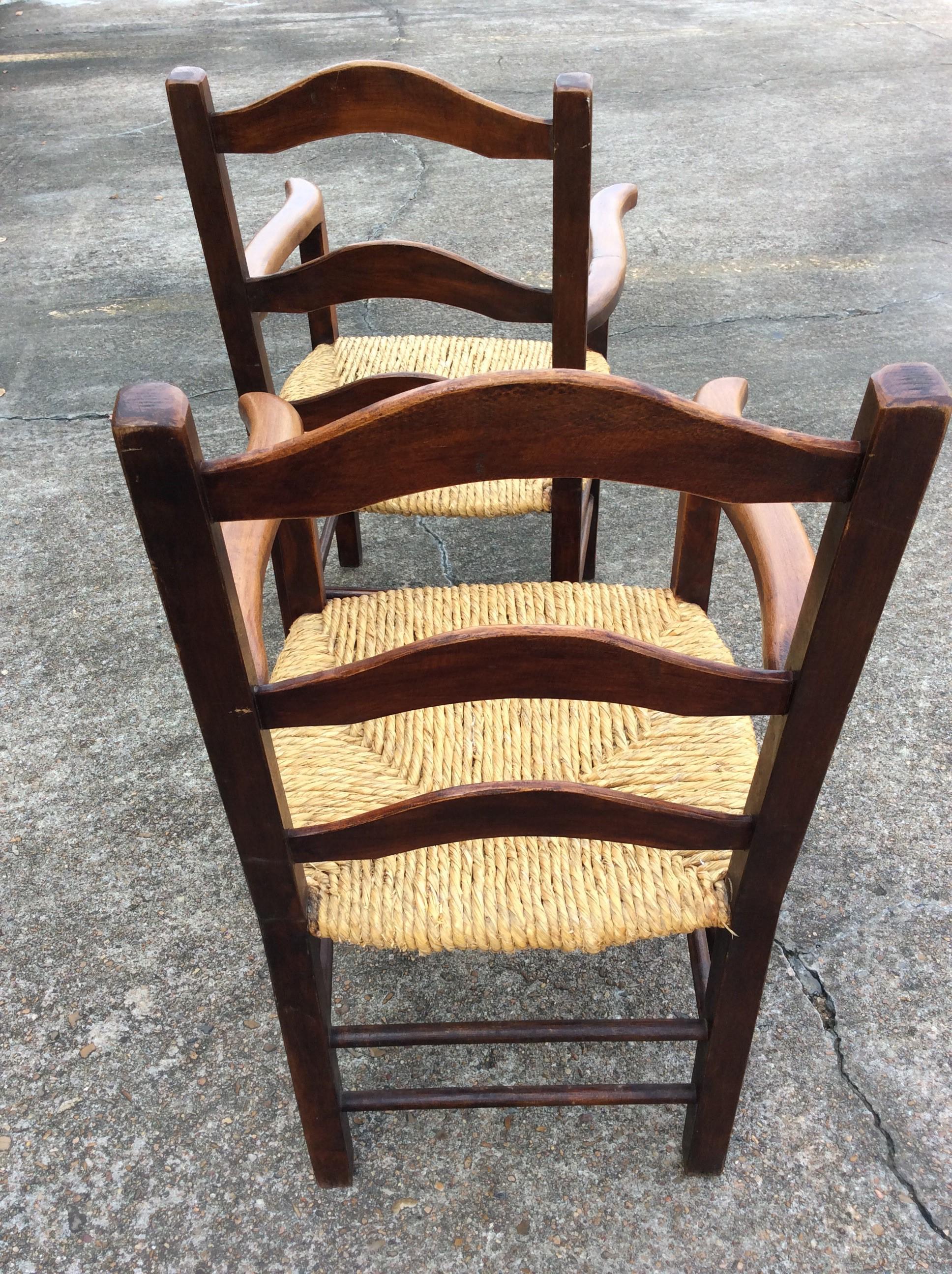 19th Century French Rush Seat Armchairs - a Pair 5