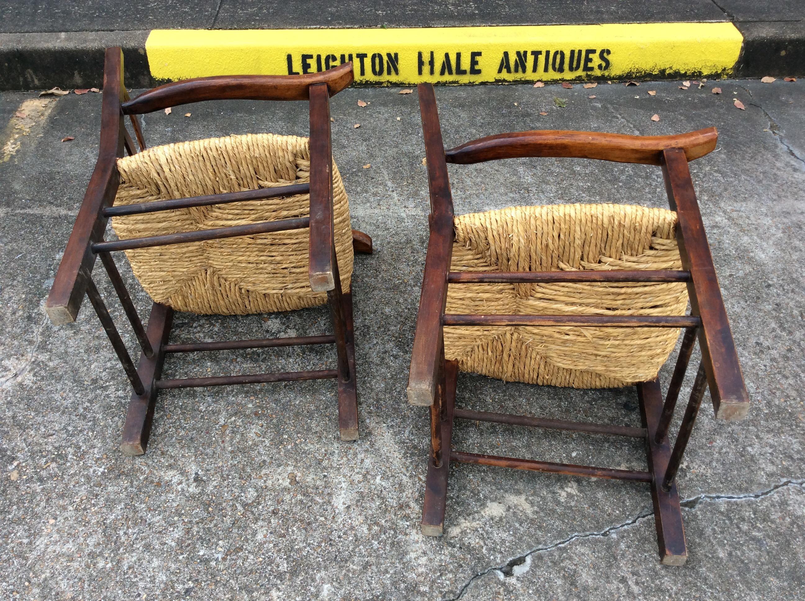 19th Century French Rush Seat Armchairs - a Pair 6
