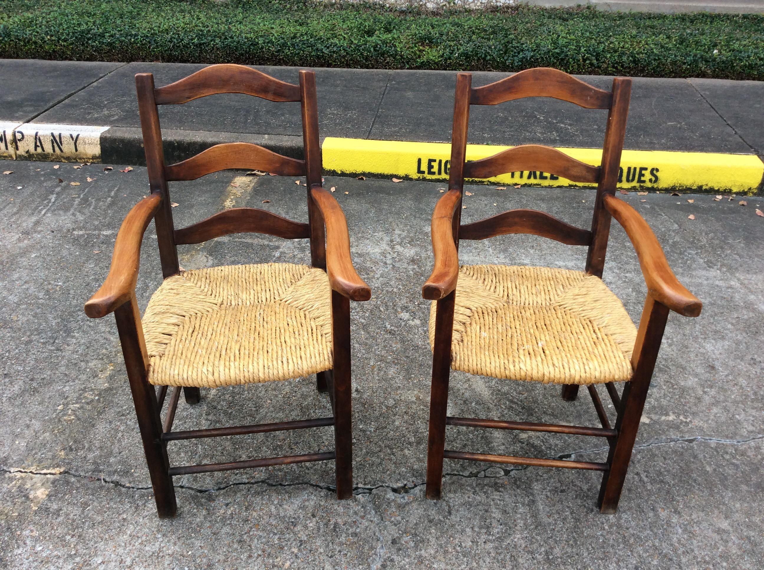 19th Century French Rush Seat Armchairs - a Pair 7
