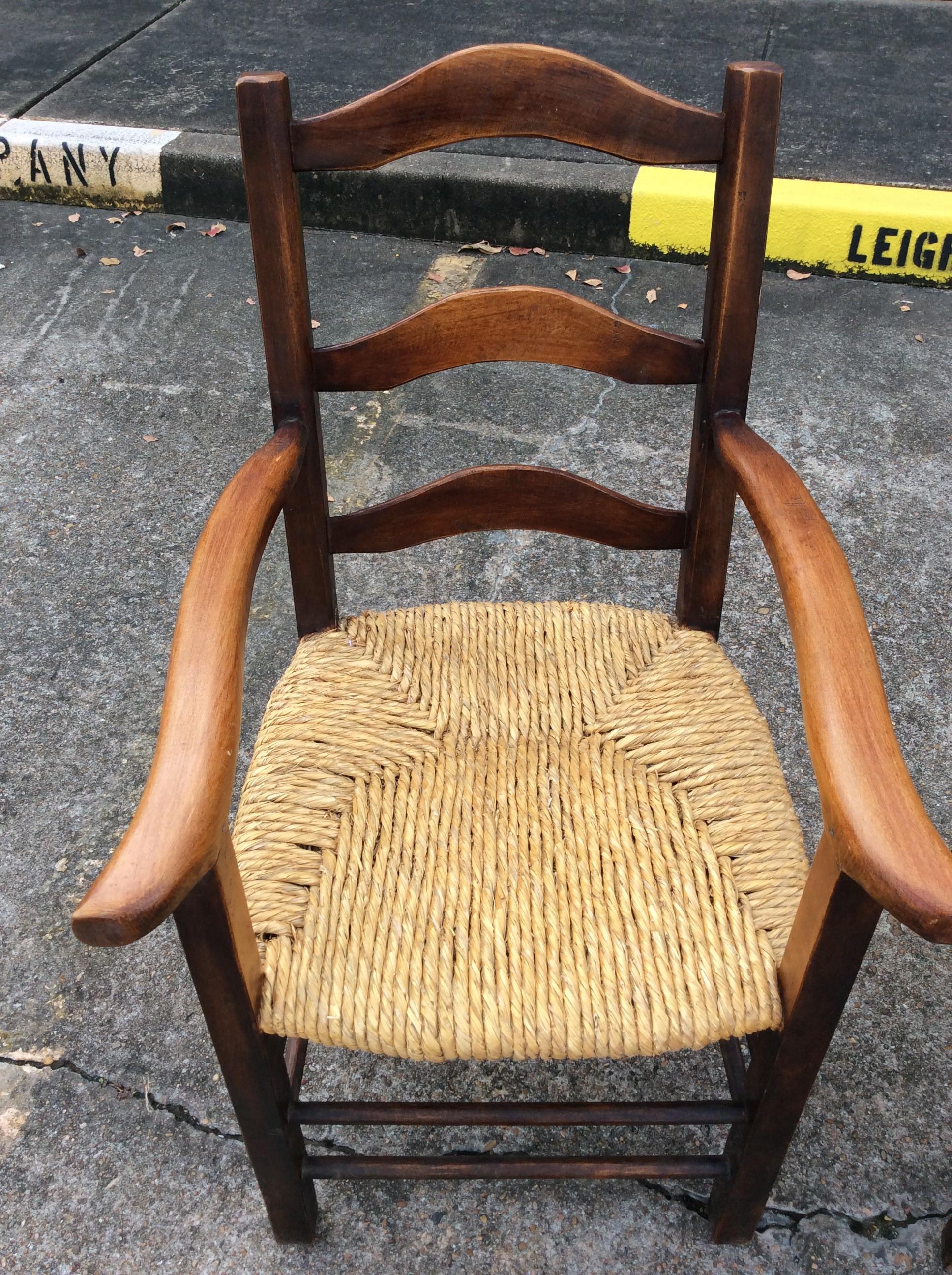 19th Century French Rush Seat Armchairs - a Pair In Good Condition In Burton, TX