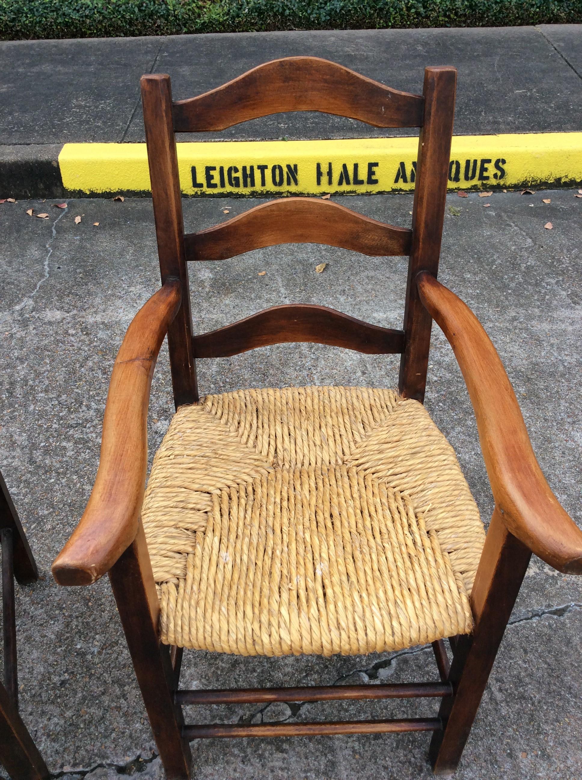 19th Century French Rush Seat Armchairs - a Pair 1