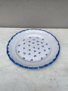 19th Century French Rustic Blue & White Faience Plate