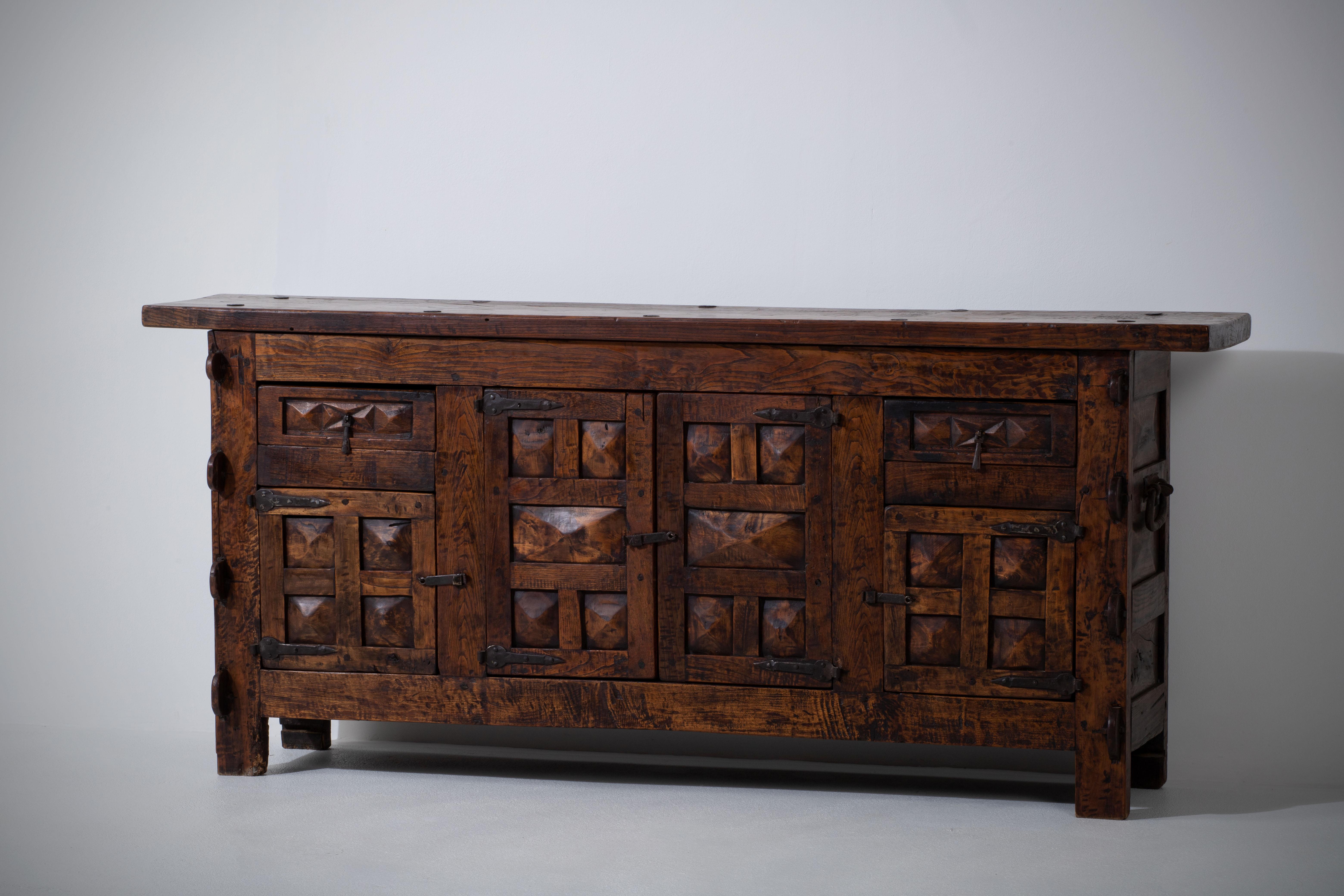 Mid-Century Modern 19th Century French Rustic Buffet For Sale