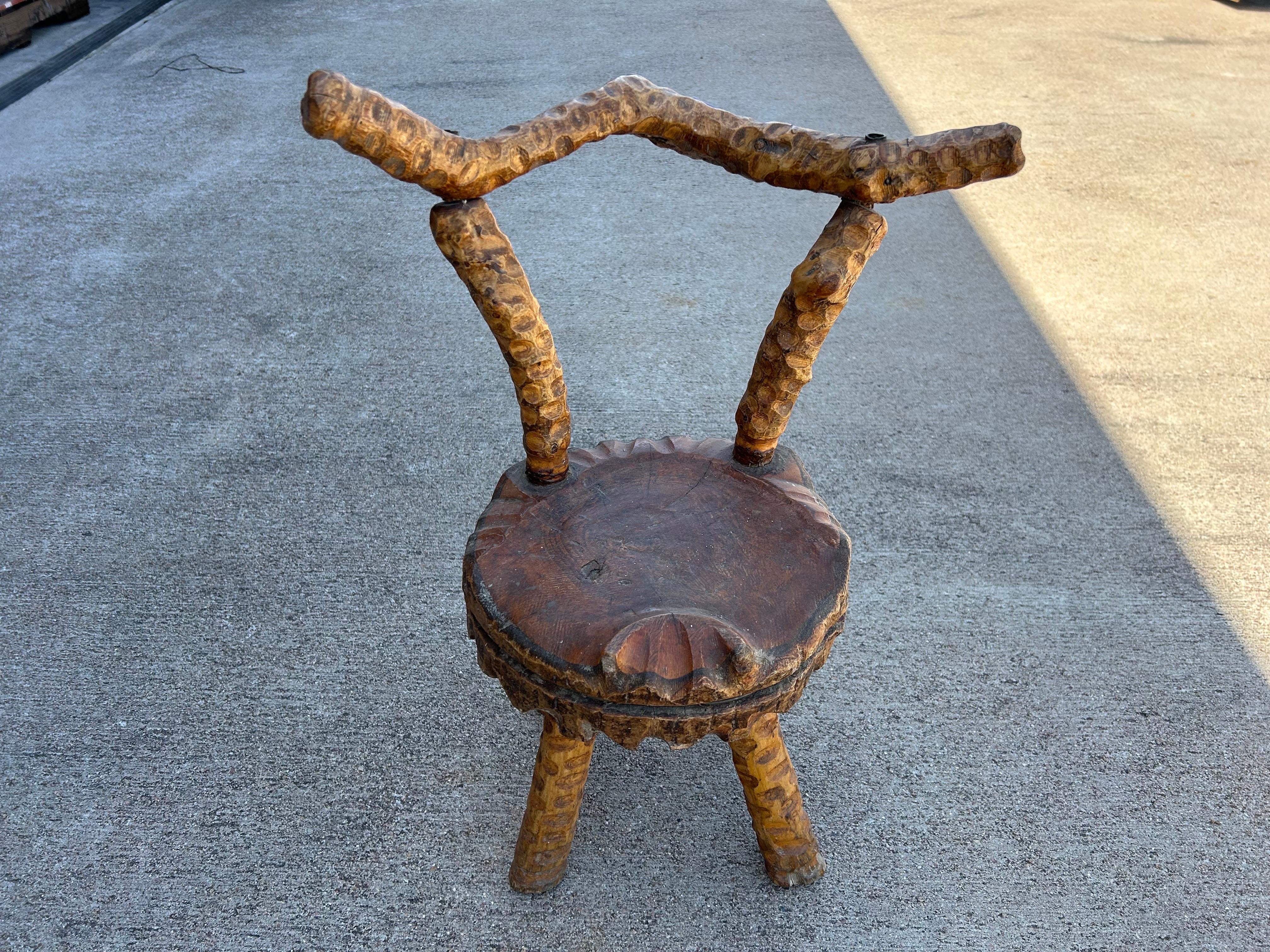 Wood 19th Century French Rustic Children’s Chair For Sale