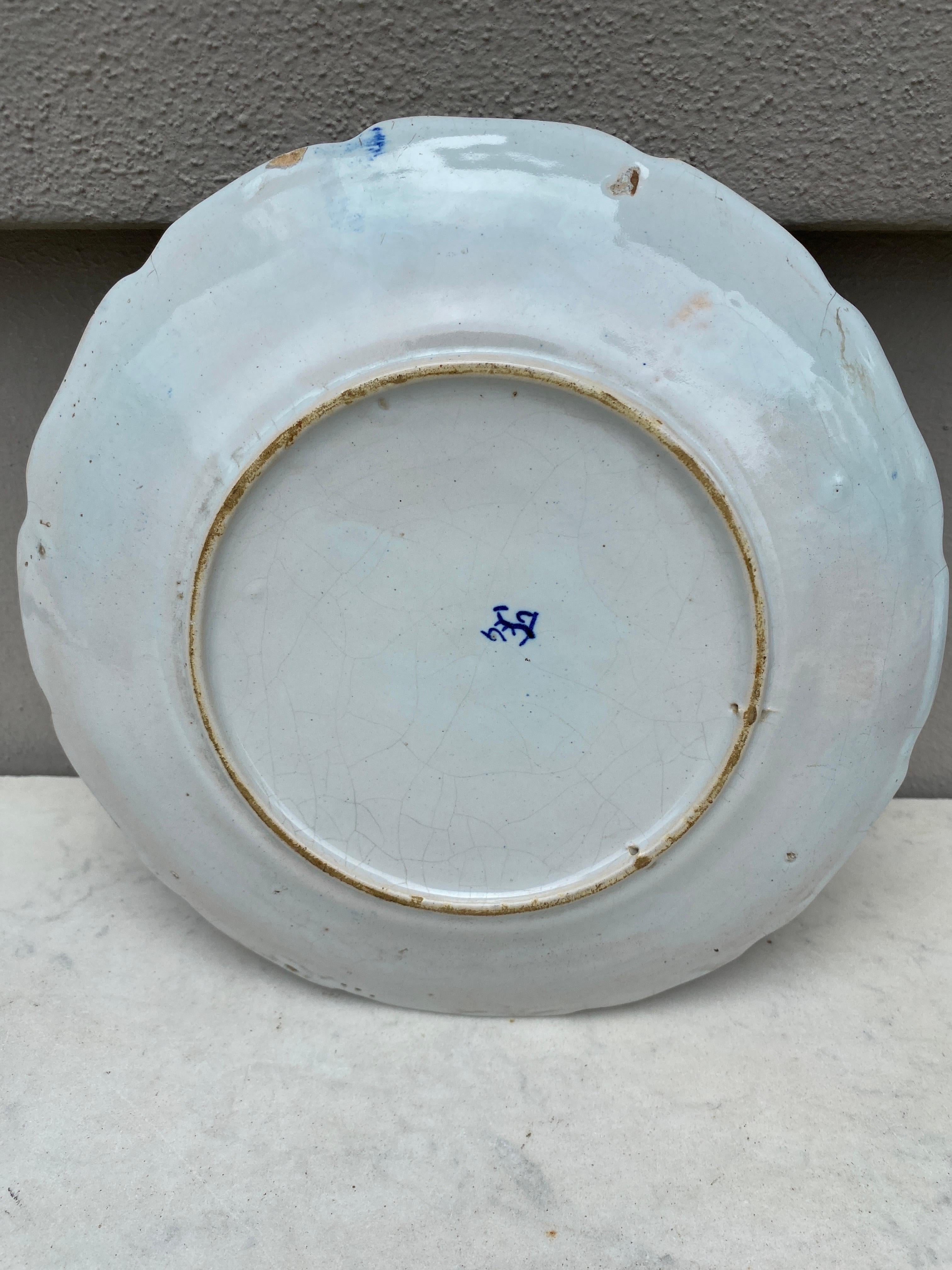 19th Century French Rustic Faience Plate Desvres Gabriel Emile Fourmaintraux In Good Condition For Sale In Austin, TX
