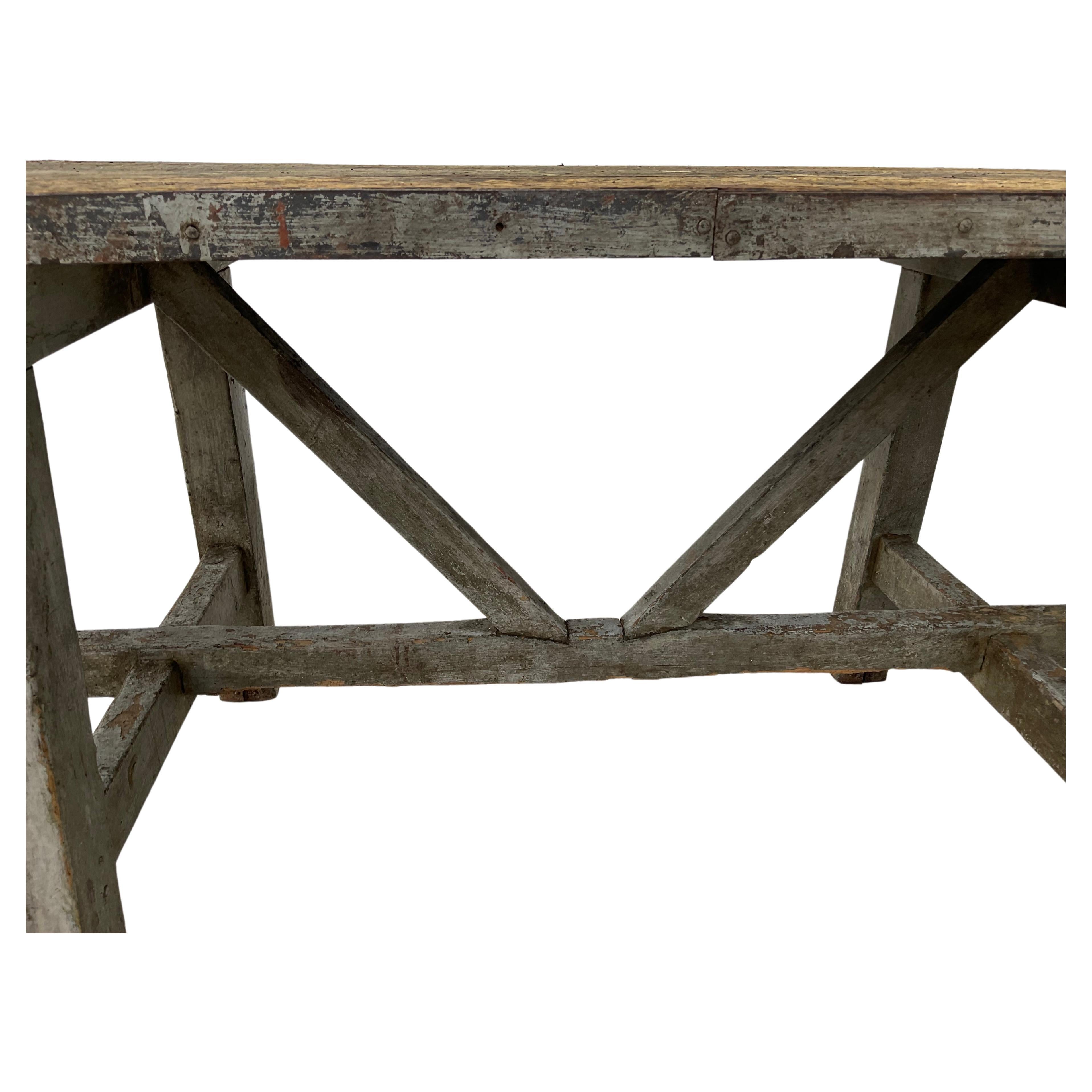 Französischer rustikaler industrieller Ess- oder Schreibtisch oder Schreibtisch aus dem 19. Jahrhundert (Holz) im Angebot