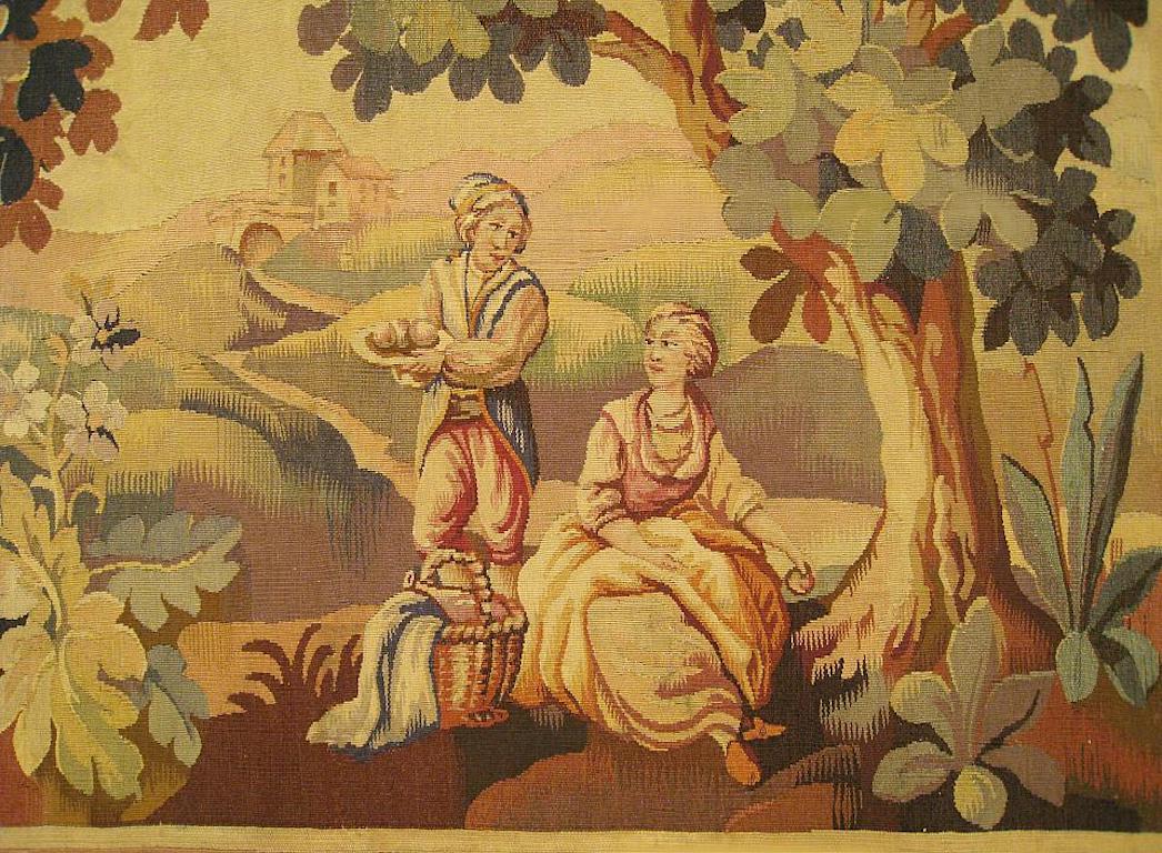 Wool 19th Century French Rustic Landscape Tapestry For Sale