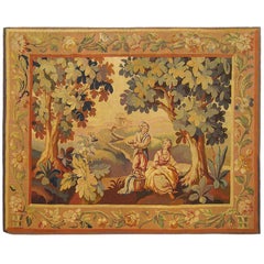 Antique 19th Century French Rustic Landscape Tapestry