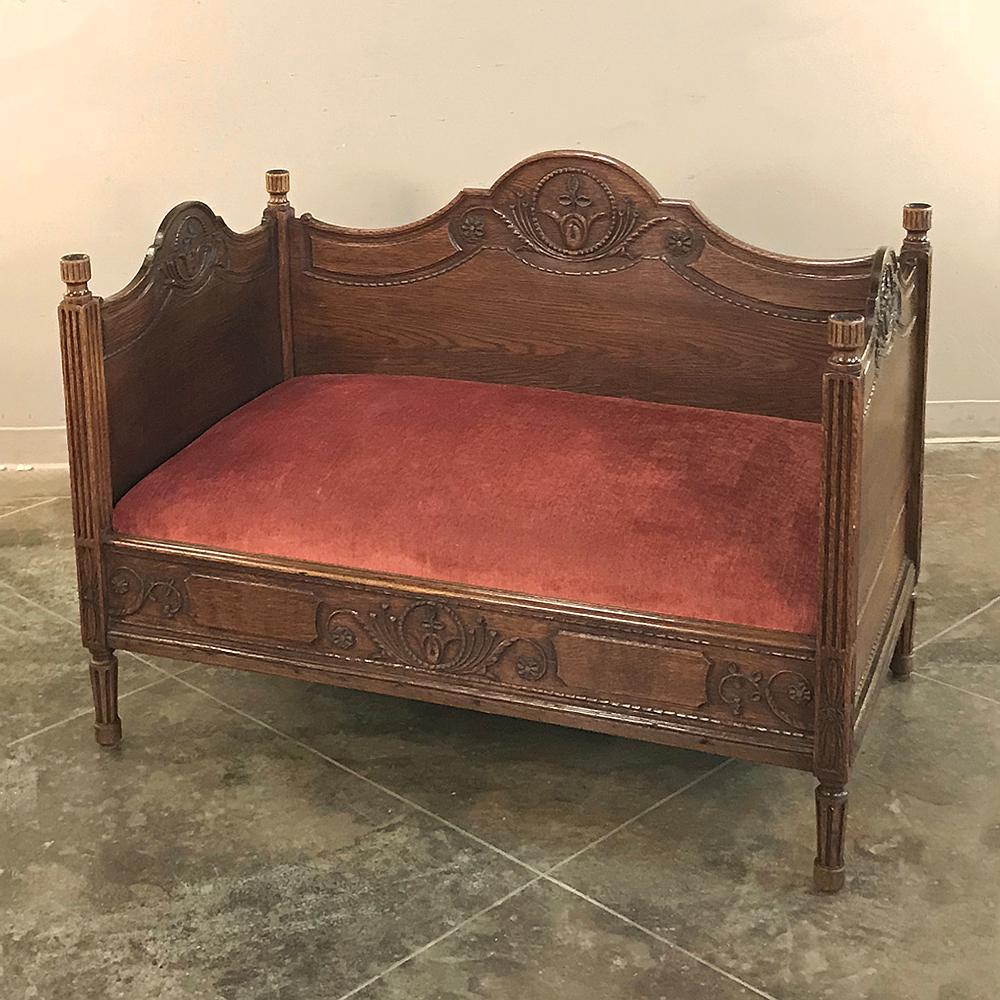 19th Century French Rustic Louis XVI Hand Carved Canapé 'Petite Sofa 5