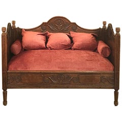 19th Century French Rustic Louis XVI Hand Carved Canapé 'Petite Sofa