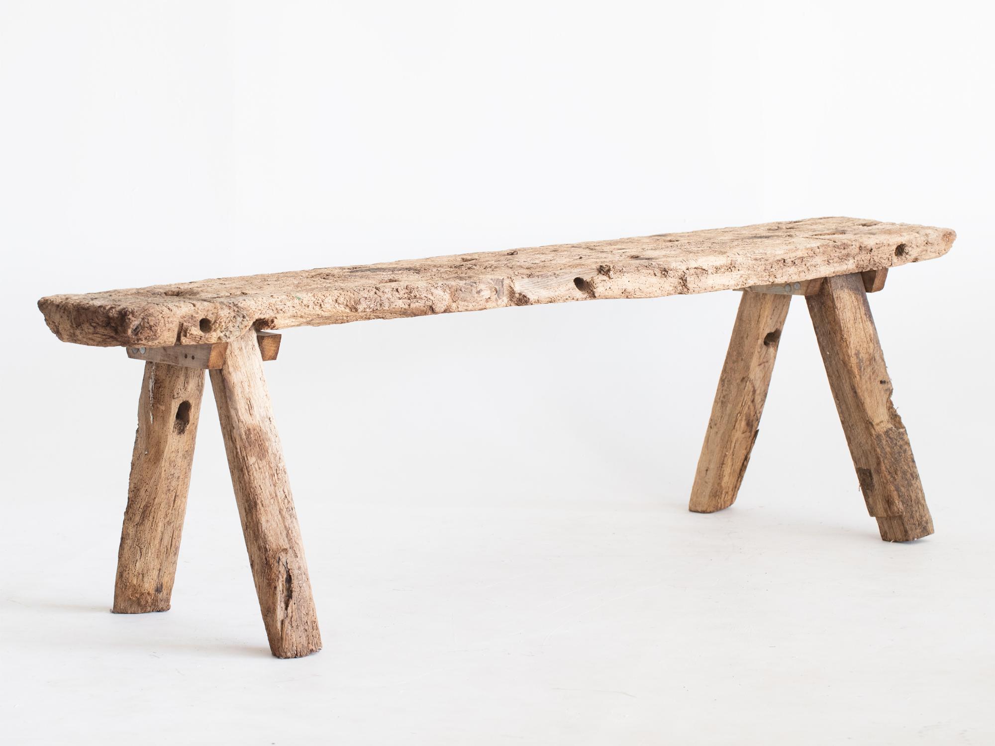 A rustic oak pig bench or low console table. French, 19C.

Stock ref. #2212

In good sturdy order, heavily worn surface with naturally bleached out colouration.

62 x 219 x 61 cm (24.4 x 86.2 x 24.0 