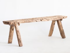 19th Century French Rustic Oak Pig Bench
