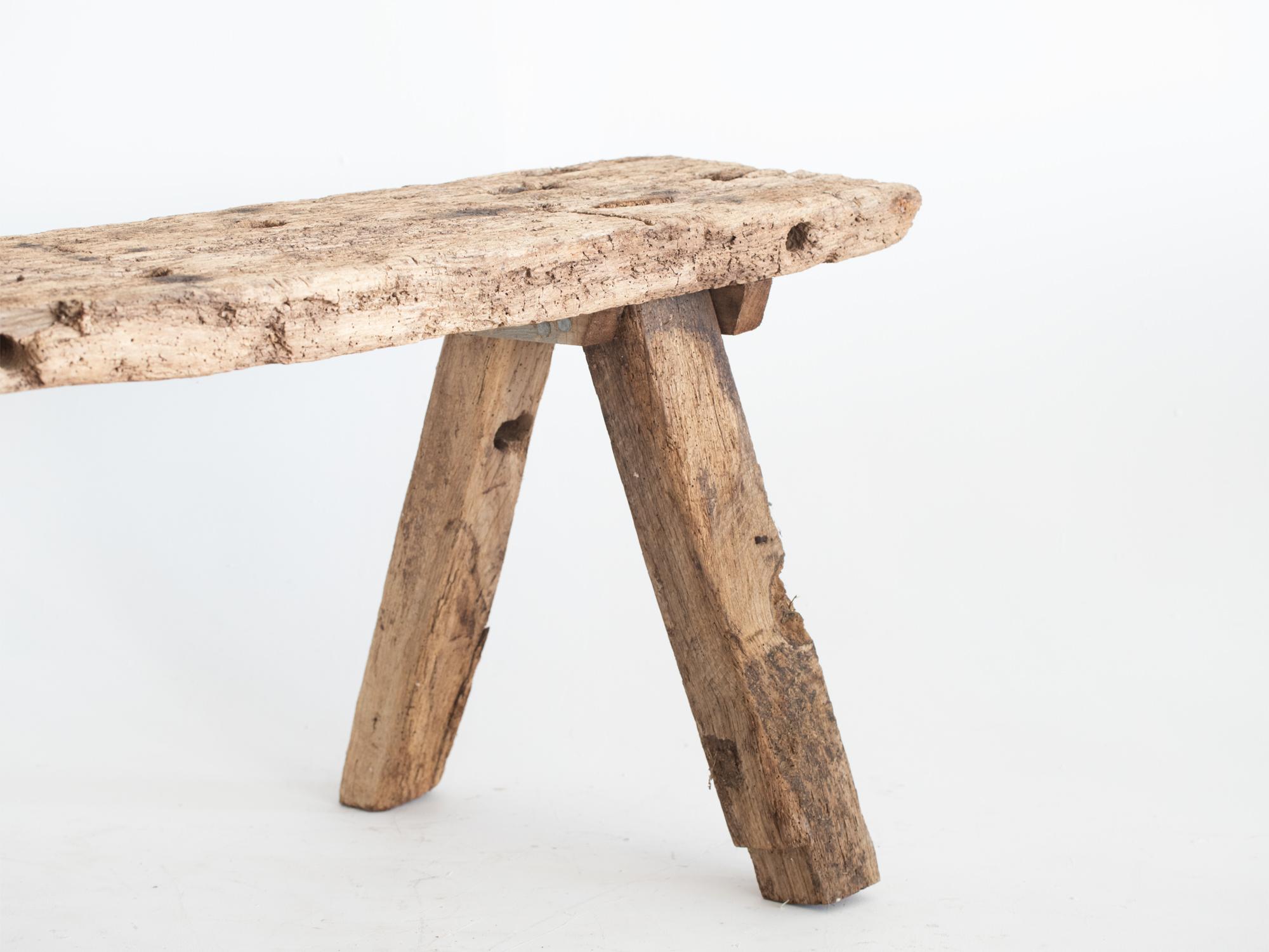 French Provincial 19th Century French Rustic Oak Pig Bench For Sale