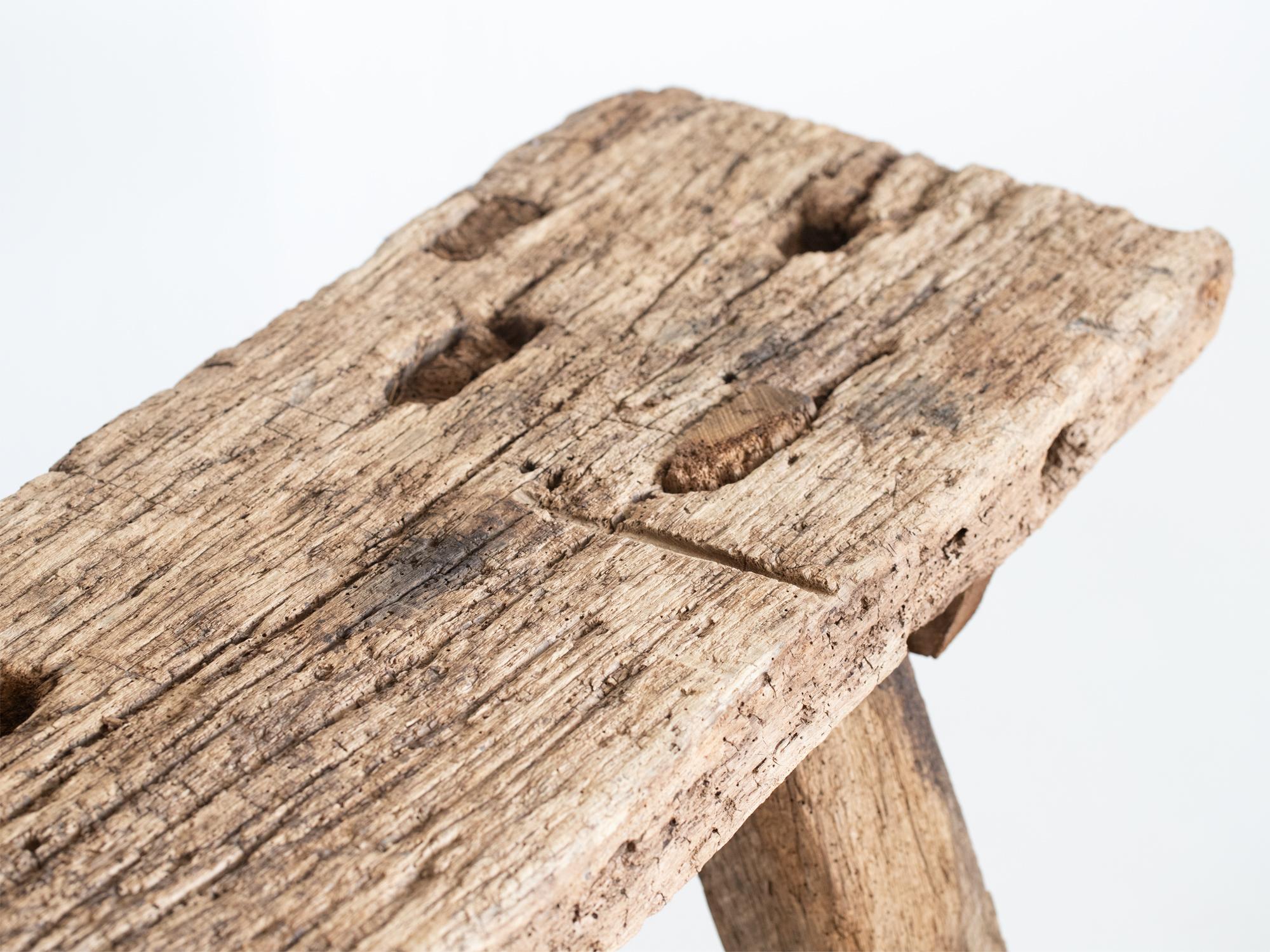19th Century French Rustic Oak Pig Bench For Sale 3