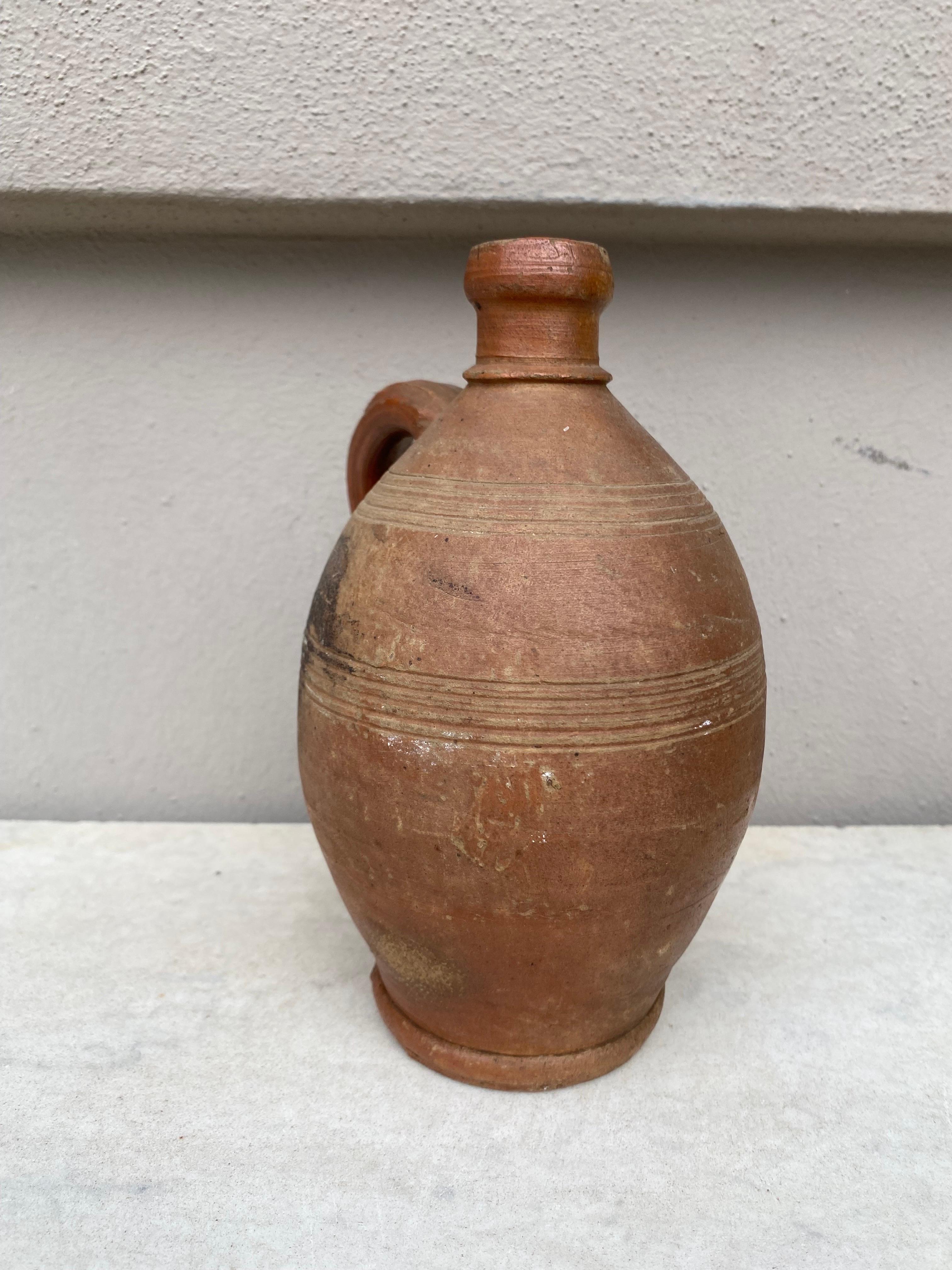 Late 19th Century 19th Century French Rustic Pottery Pitcher For Sale