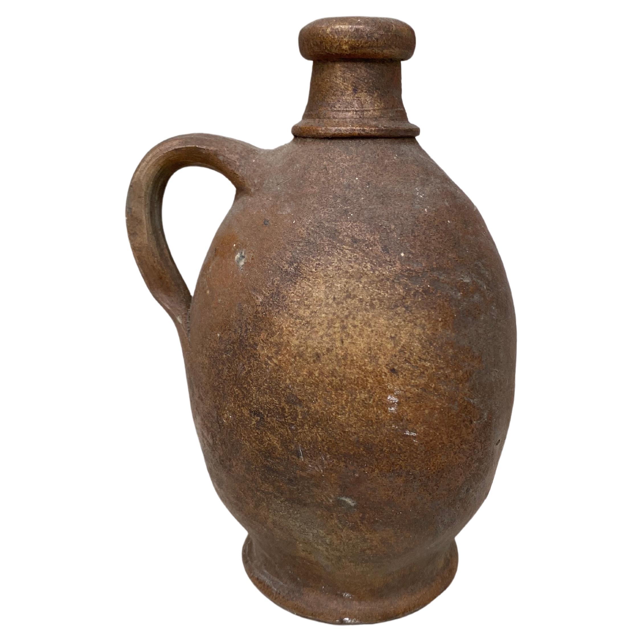 19th Century French Rustic Pottery Pitcher For Sale