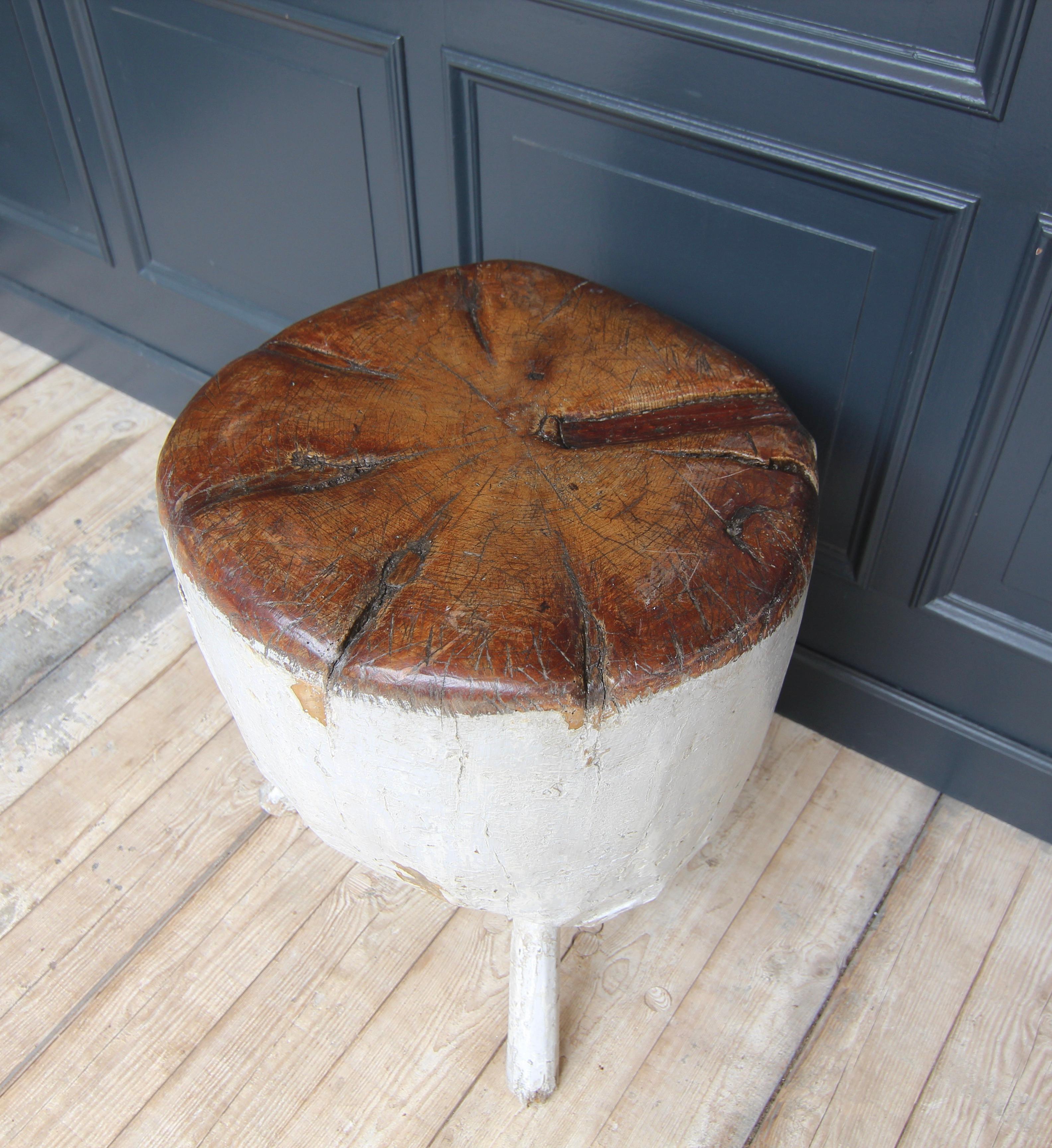 19th Century French Rustic Primitive Butcher Block For Sale 7