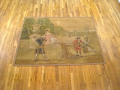 19th Century French Rustic Tapestry Cartoon, Depicting Youths at Play
