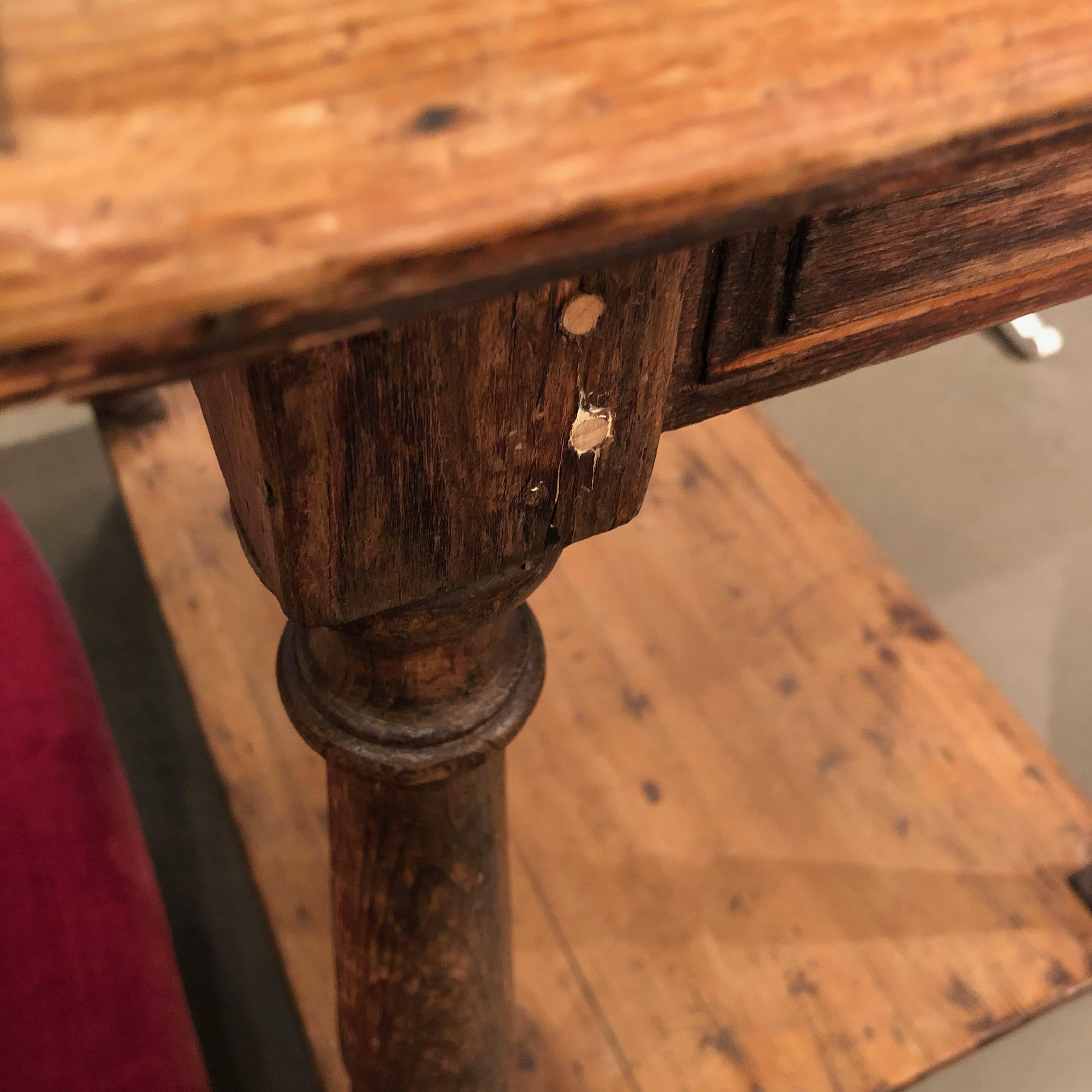 19th Century French Rustic Two-Tier Oak Pastry Table with Resting Marble Top For Sale 3