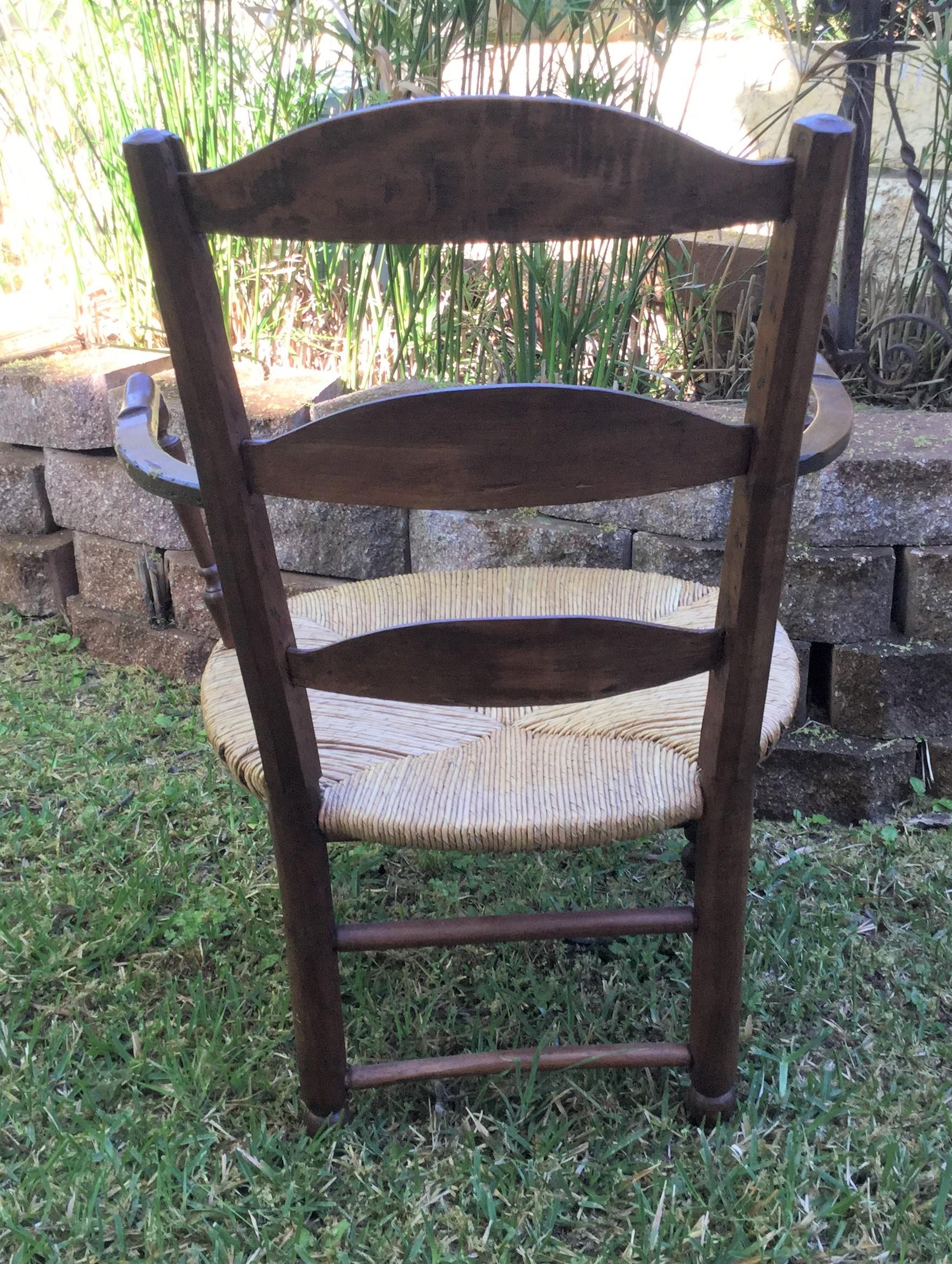 Mid-19th Century 19th Century French Rustic Wood Armchair from Normandy