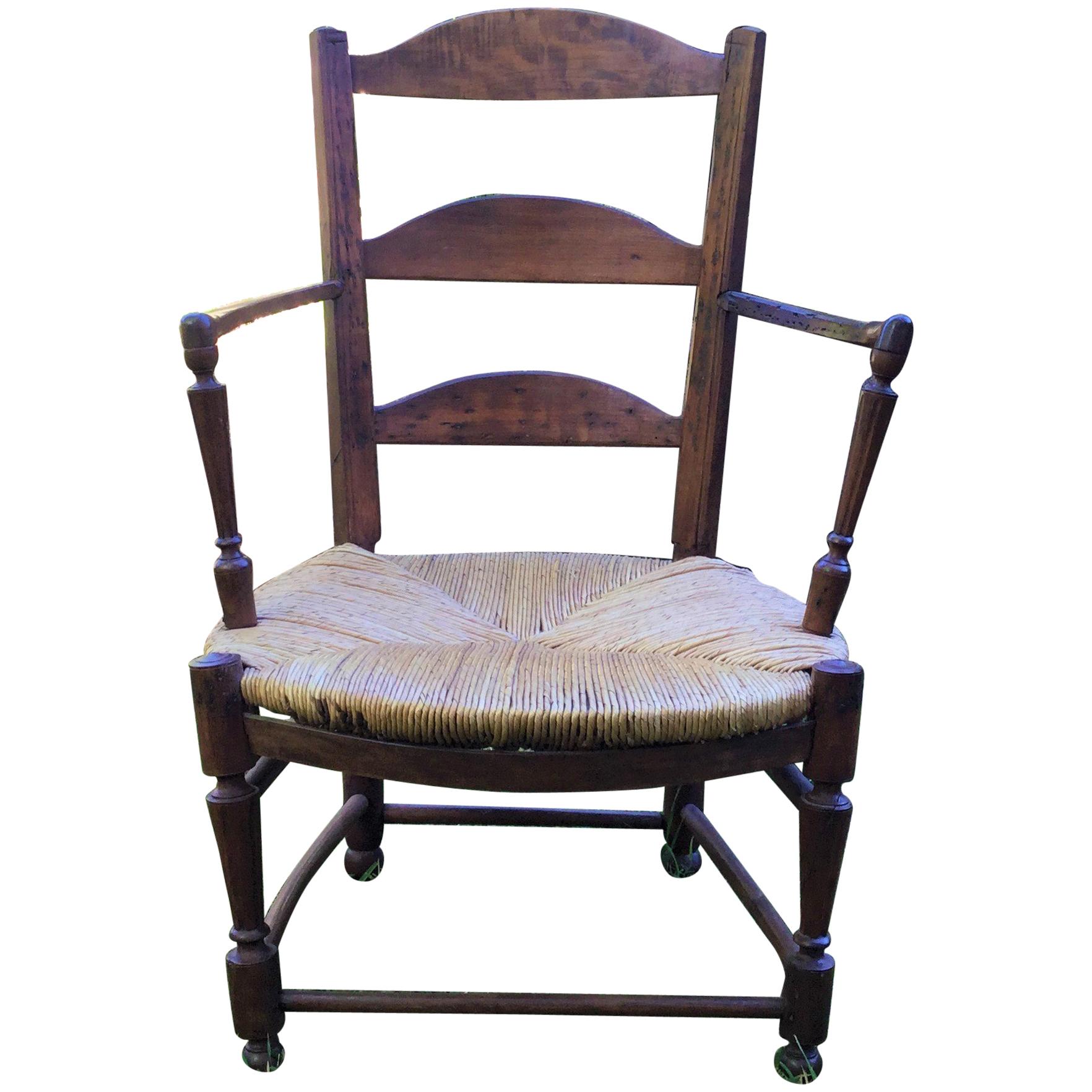 19th Century French Rustic Wood Armchair from Normandy