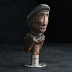 19th century French sailors folk art pine stump carving