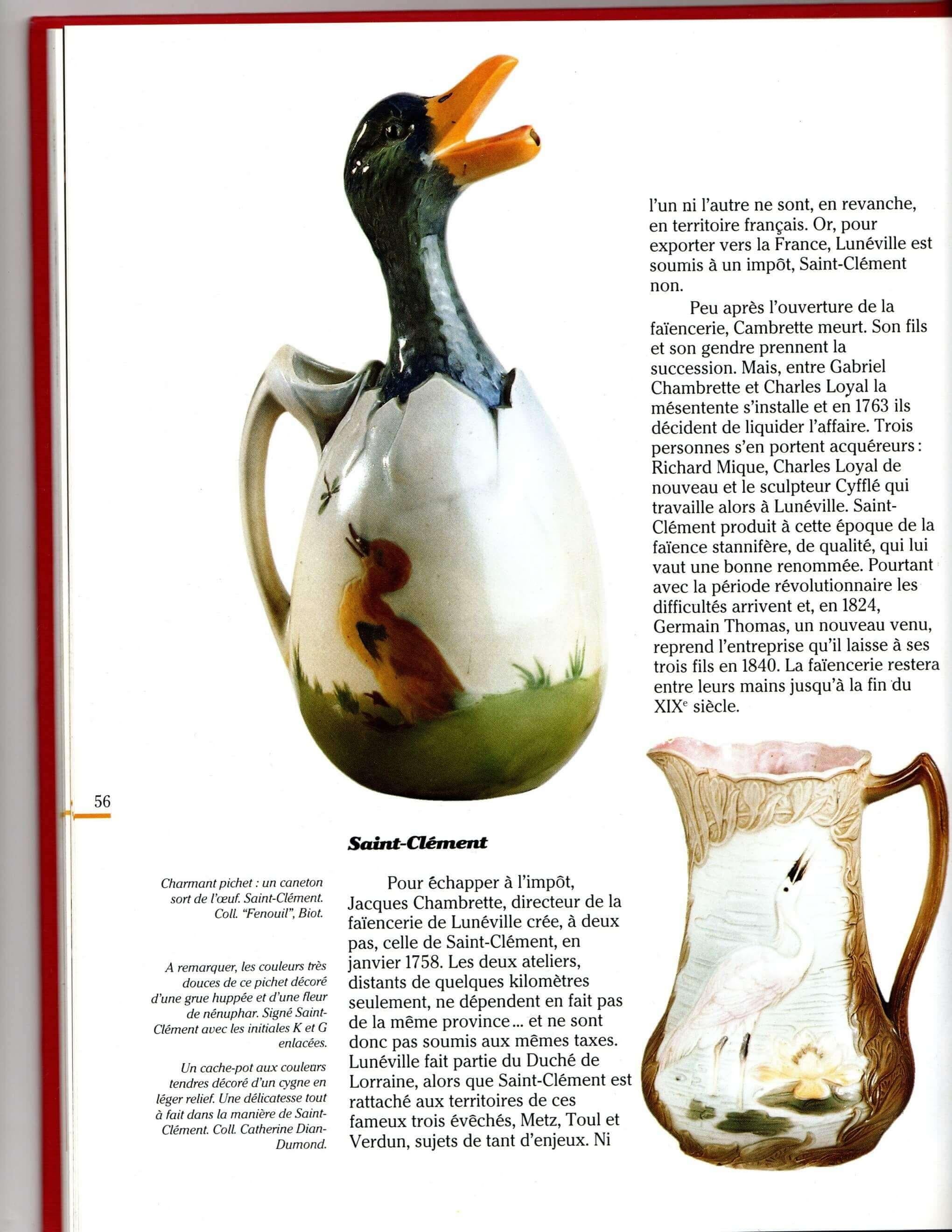 19th Century French Saint Clement Barbotine Faience Olive Oil Duck Pitcher For Sale 9