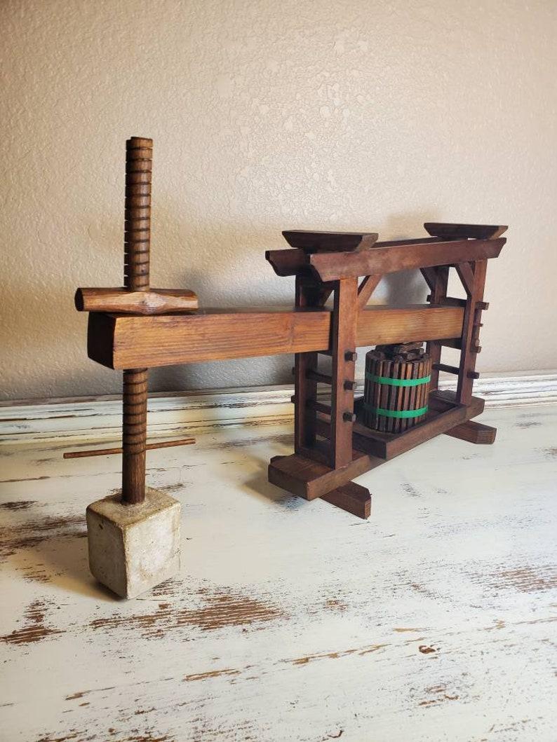 A scarce period handcrafted miniature grape screw-press machine salesman sample. Massive industrial machines used for winemaking throughout French and Italian vineyards in the 17th, 18th and 19th century to crush grapes and sometimes olives to