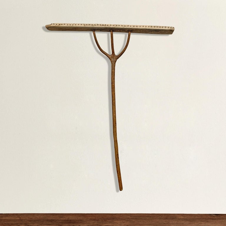 19th Century French Salt Rake on Custom Wall Mount at 1stDibs