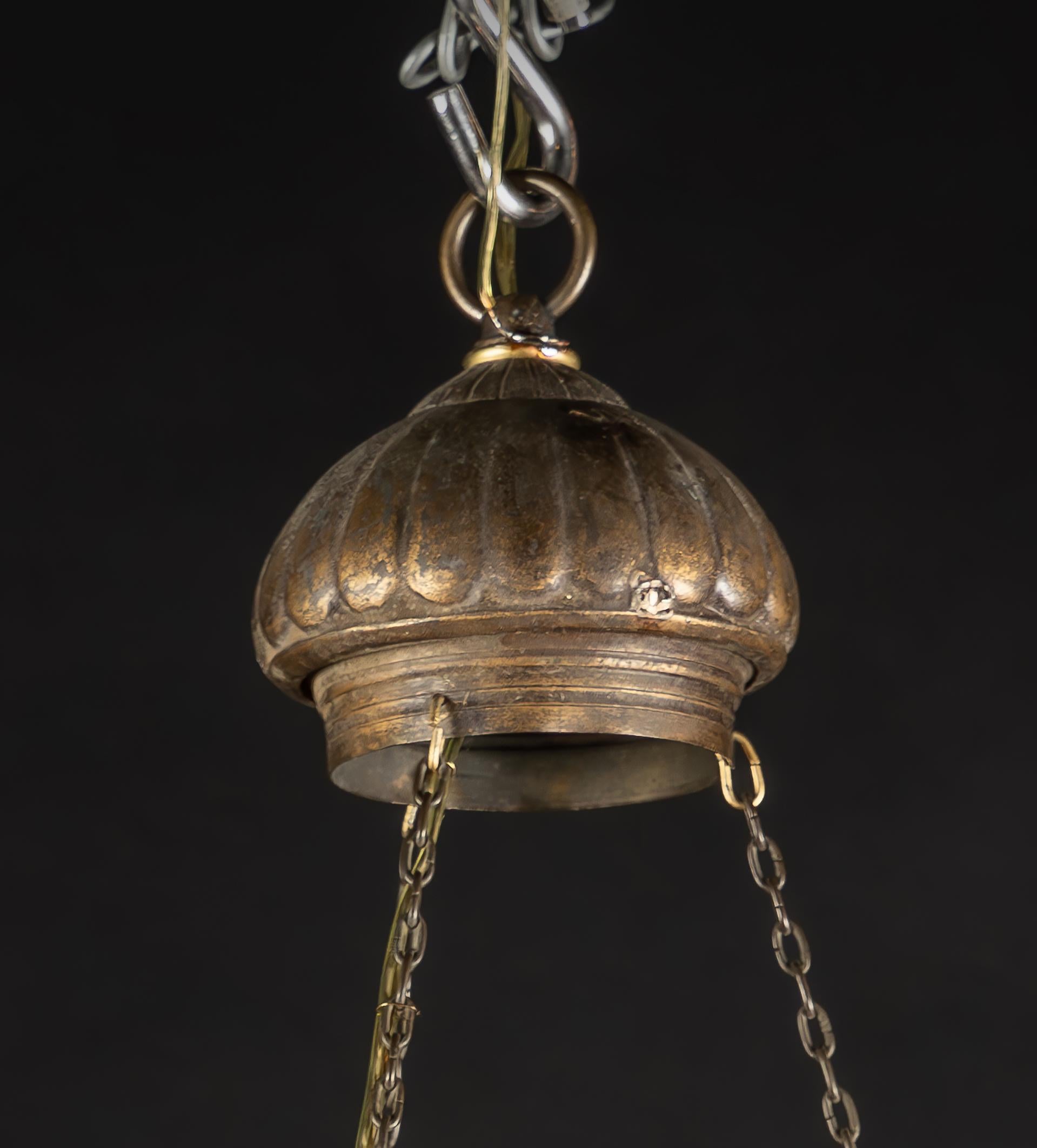 Brass 19th Century French Sanctuary Lantern with Moorish Designs For Sale