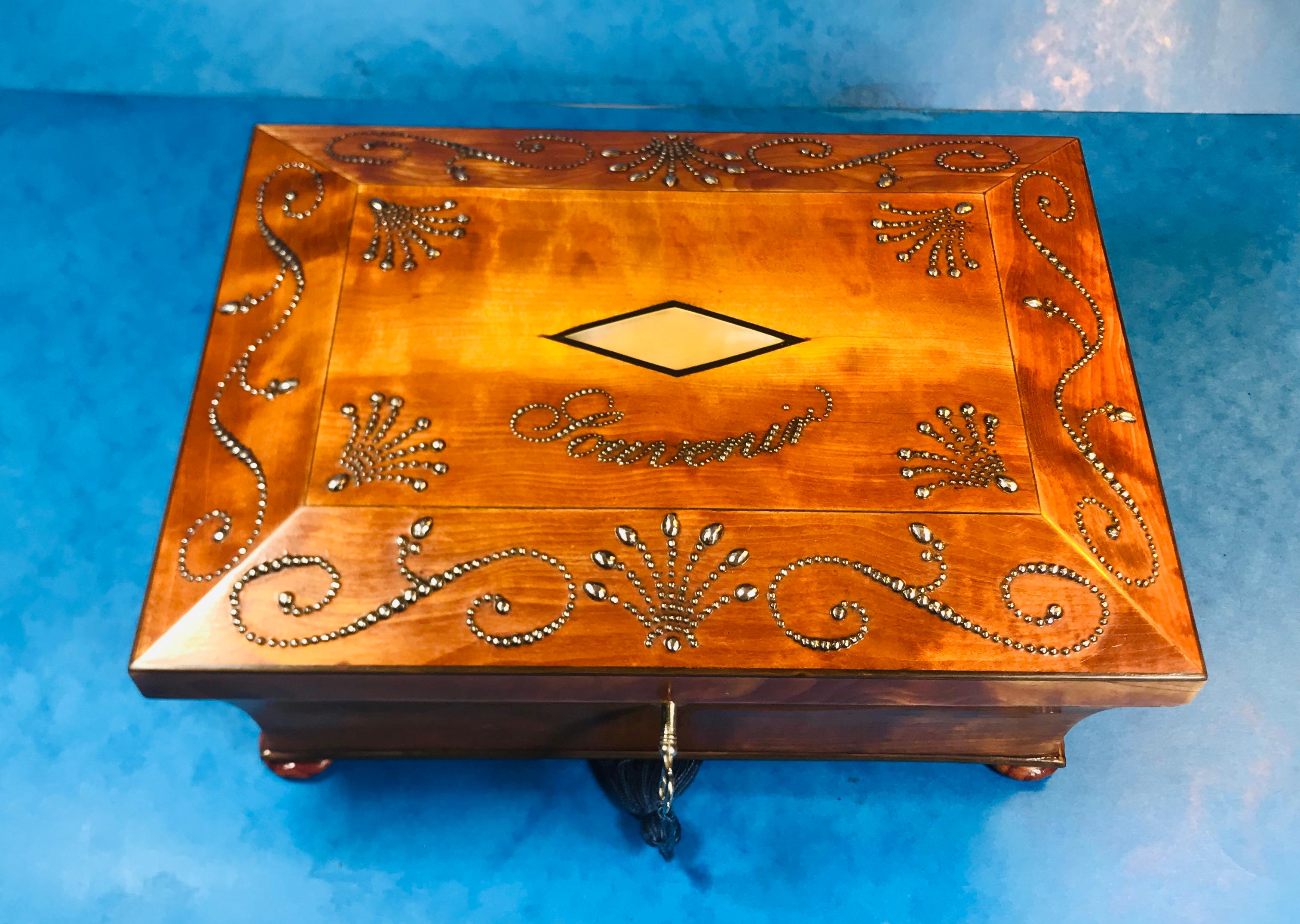 19th Century French Satinwood Jewelry Box 1