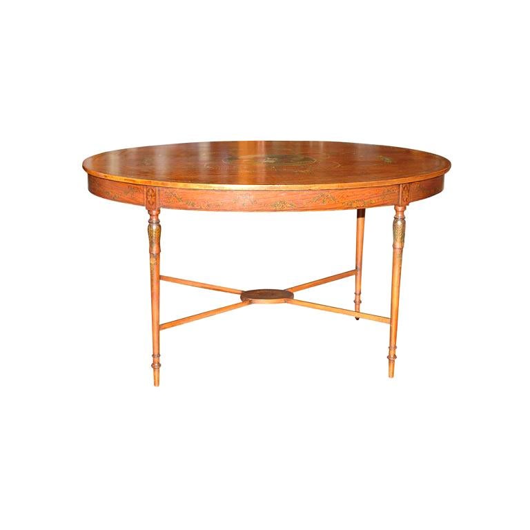 19th Century French Satinwood Oval Table