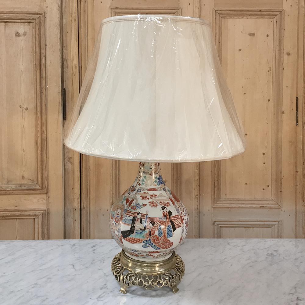 Japonisme 19th Century French Satsuma Urn Table Lamp For Sale