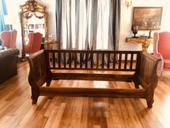 19th Century French Savoyard Hand Carved Walnut Bench Frame
