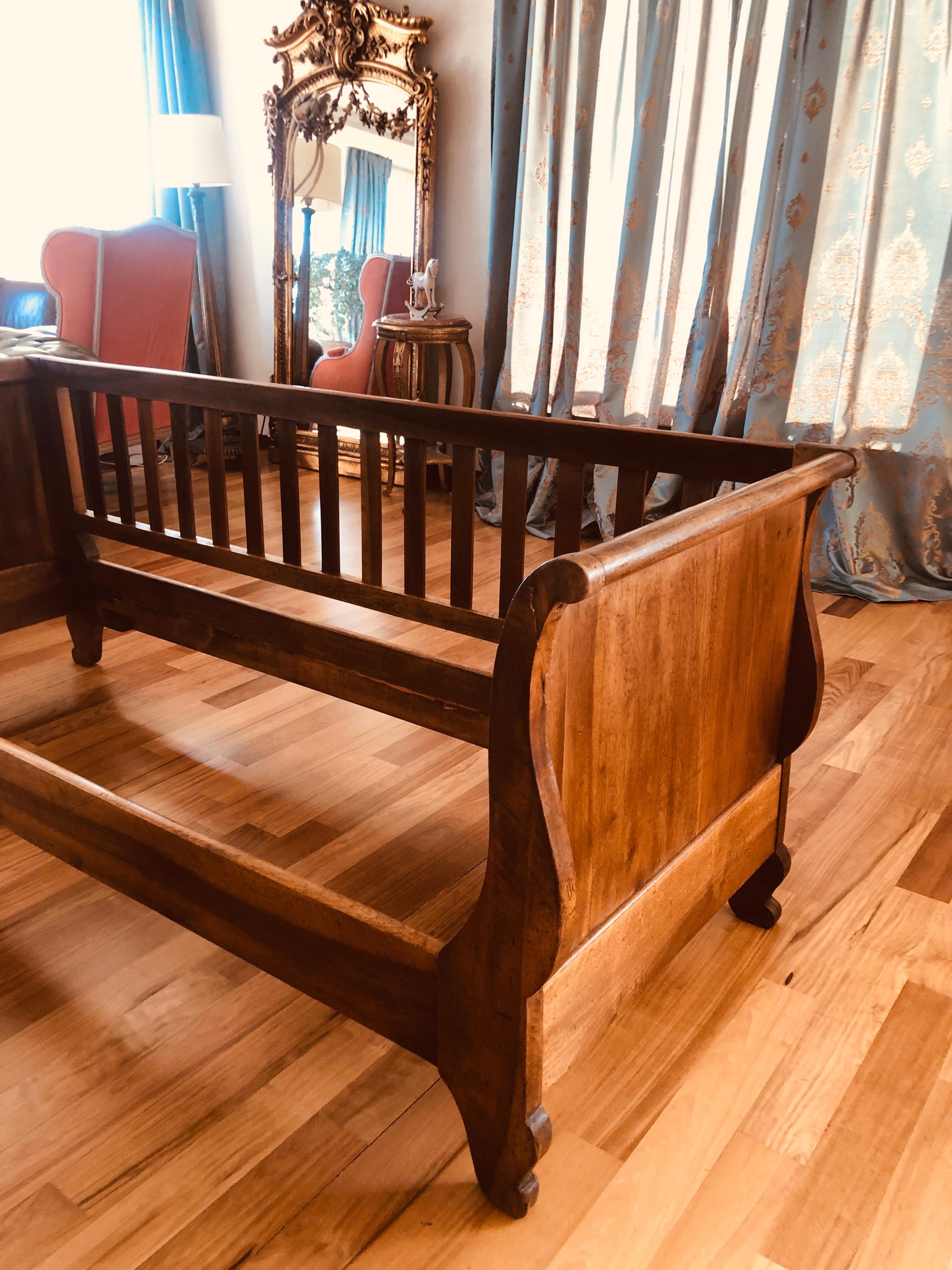 Hand-Carved 19th Century French Savoyard Hand Carved Walnut Bench Frame For Sale