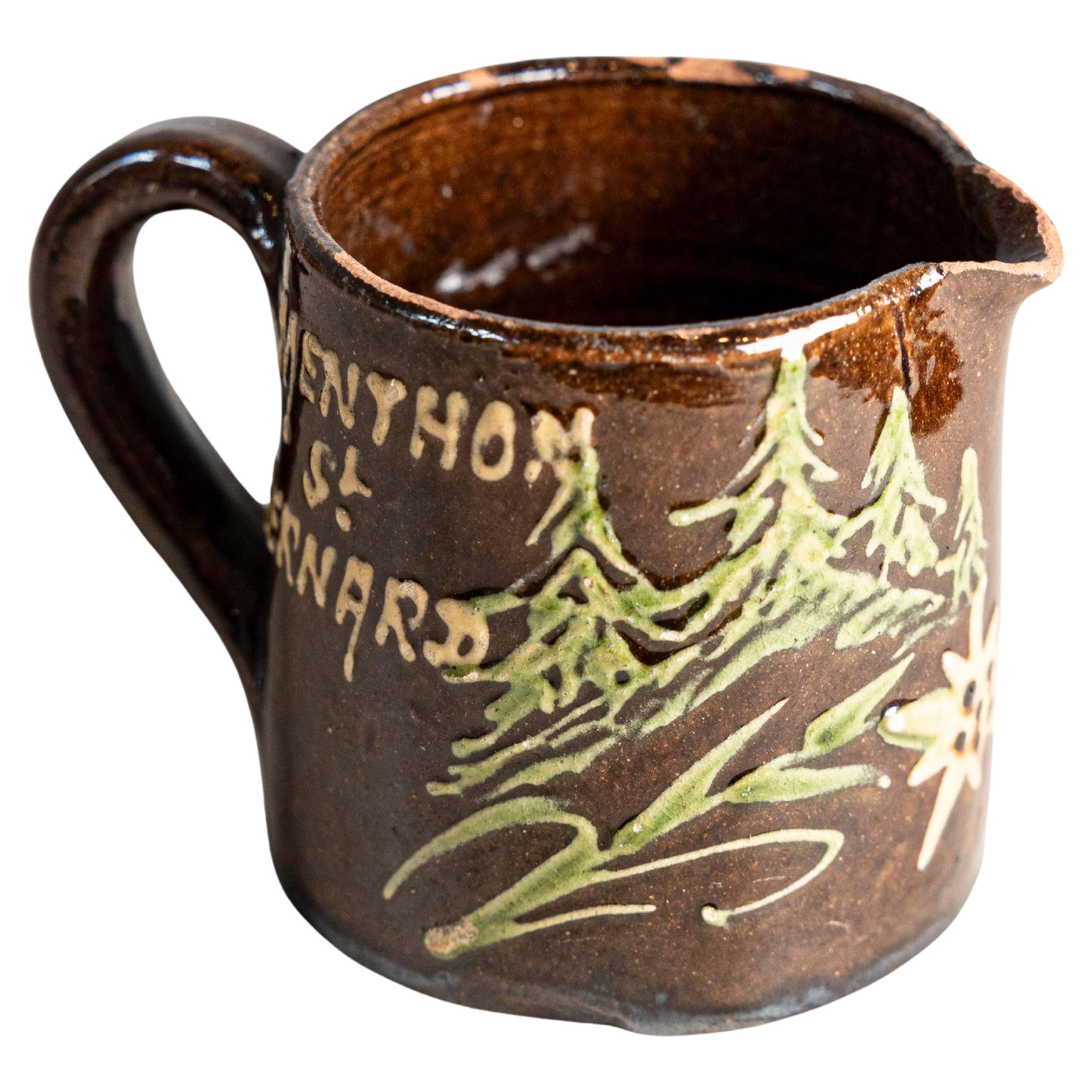 19th Century French Savoyard Souvenir Pitcher – Menthon-Saint-Bernard For Sale