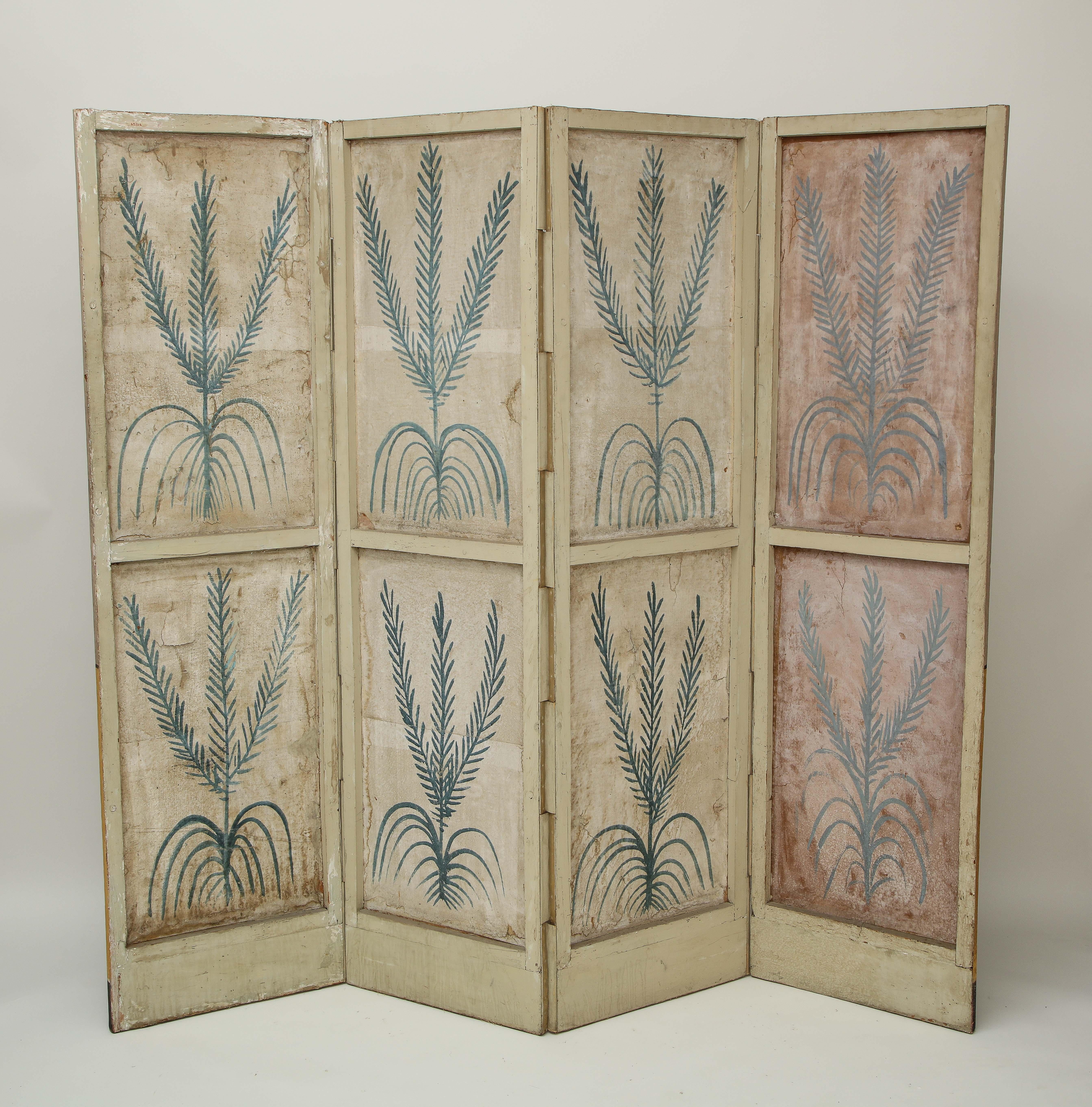 19th Century French Scenic Hand Painted Four-Panel Screen For Sale 5