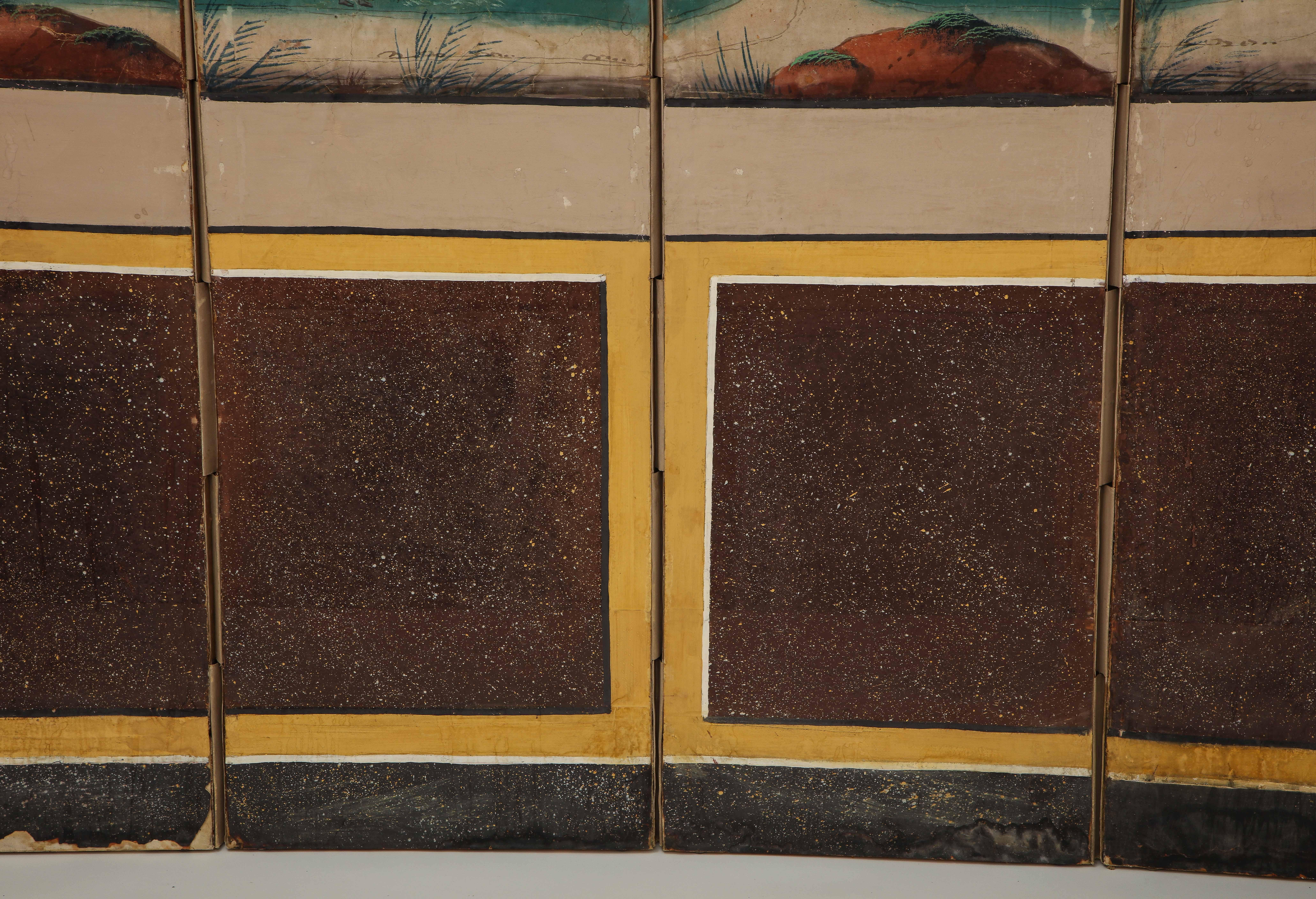19th Century French Scenic Hand Painted Four-Panel Screen For Sale 2