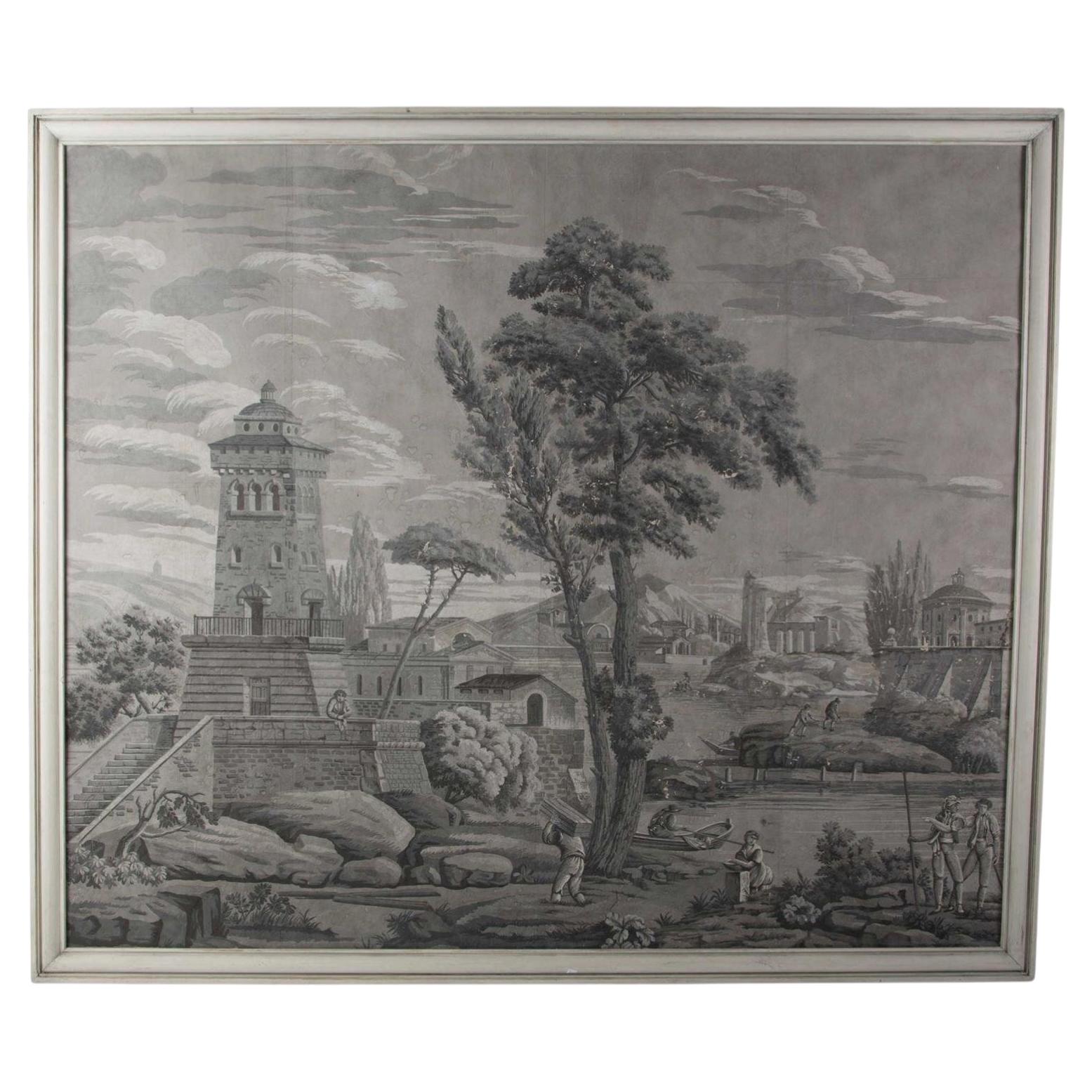 19th Century French Scenic Wallpaper For Sale