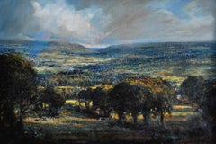 Paysage vaste - Grande peinture atmosphérique française impressionniste ancienne