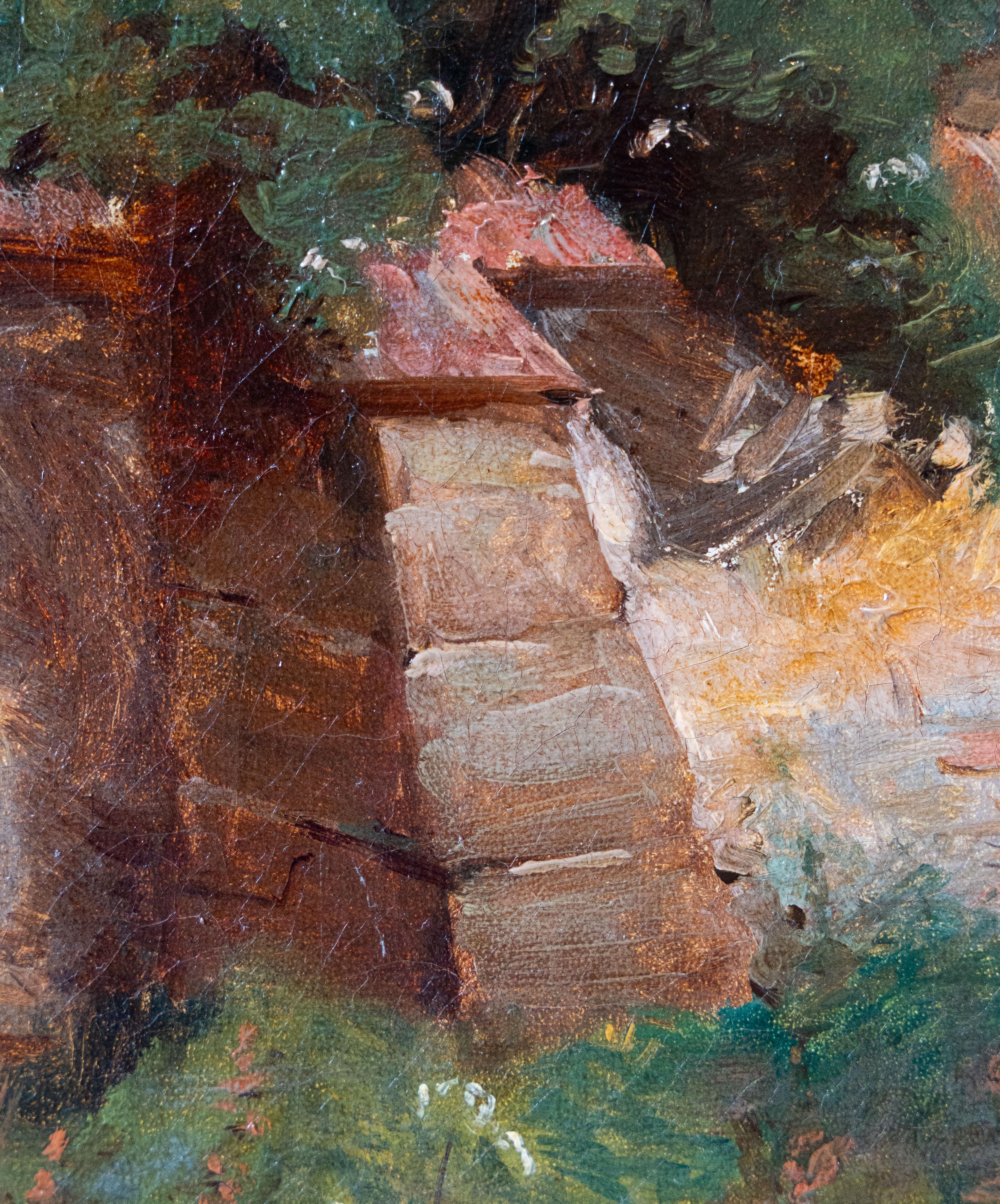 Paroissiens sur le chemin de l'église, École française, 19e siècle en vente 1