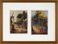 Pair of Detailed European Landscapes in Watercolor and Gouache on Paper