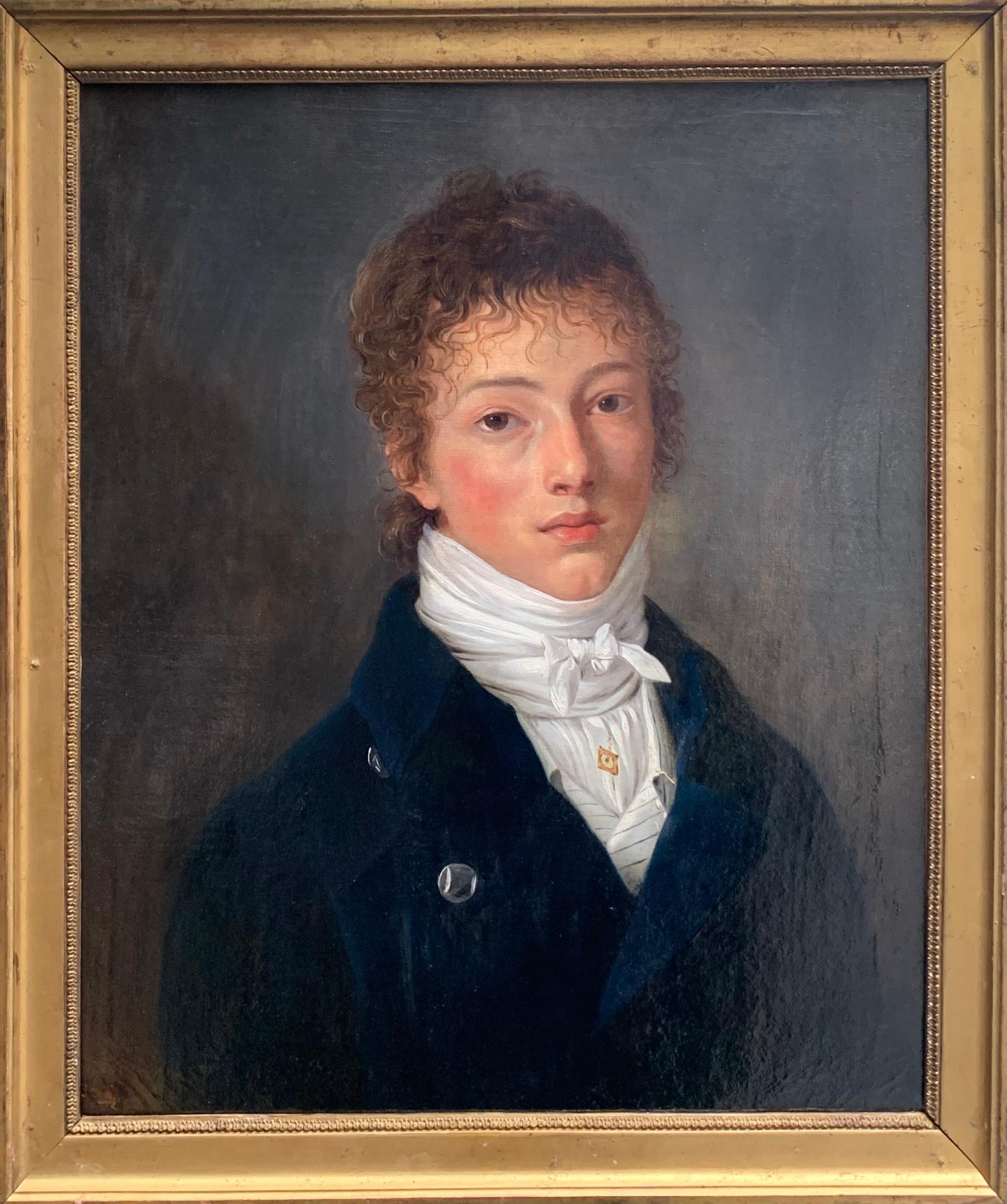 Retrato de un caballero - Painting de 19th Century French School