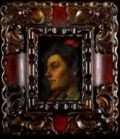 Portrait of a Lady - 19th Century French Oil on Panel Antique Painting